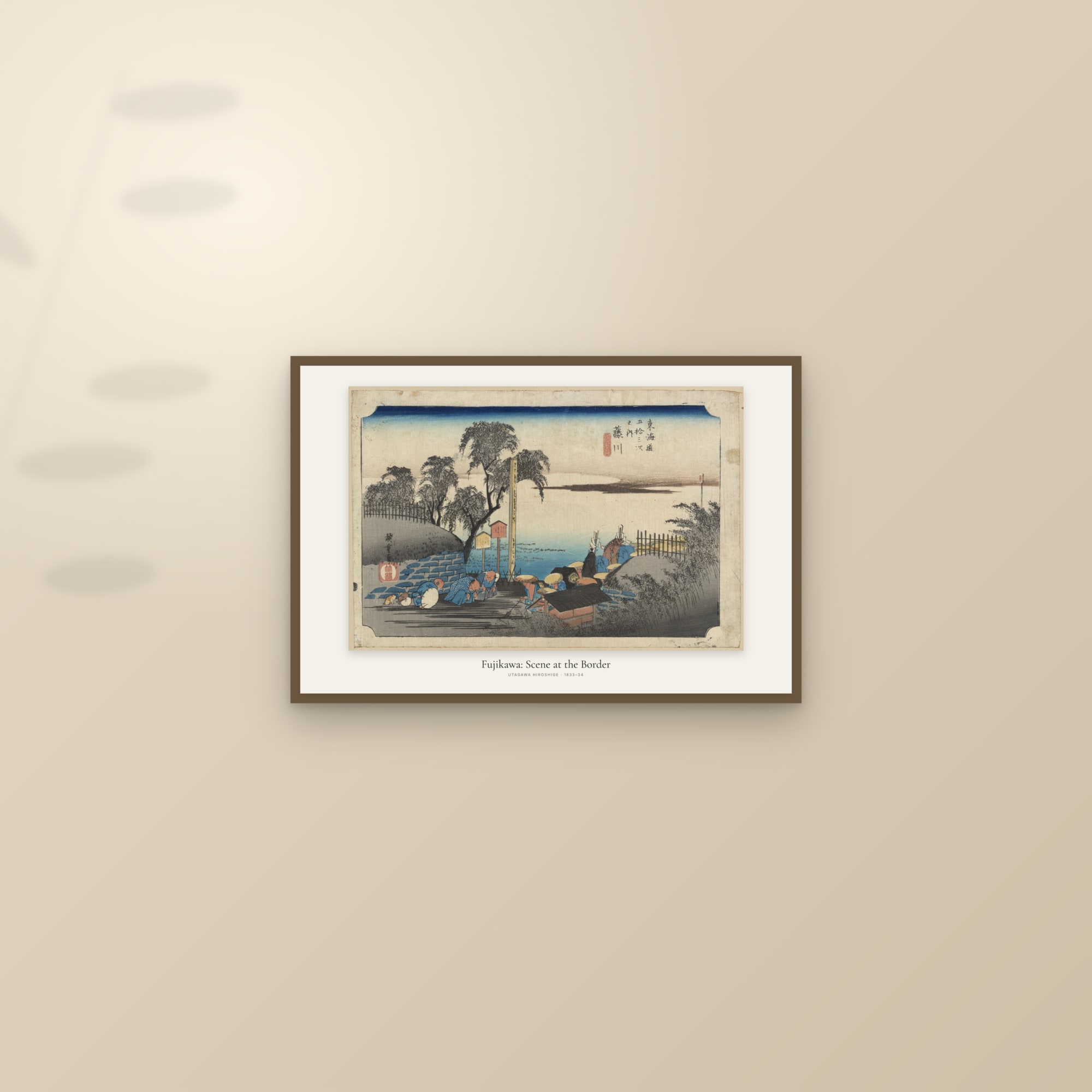 Fujikawa: Scene at the Border — framed and styled on a sunlit wall