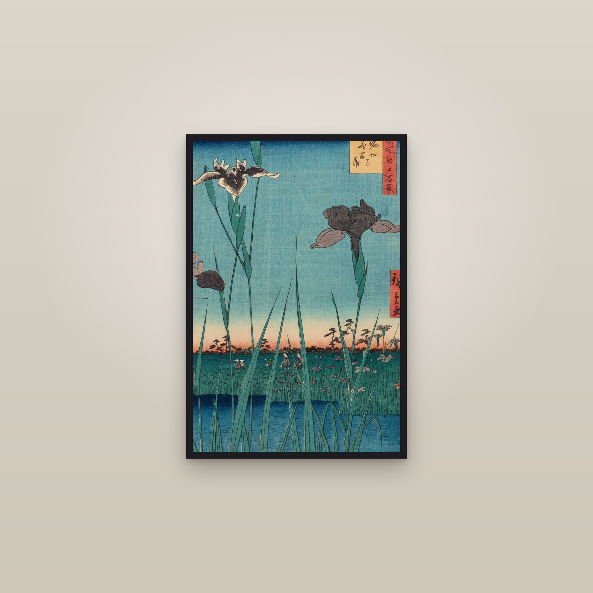 Horikiri Iris Garden (Full) — Full-Bleed Edition — framed in a gallery setting
