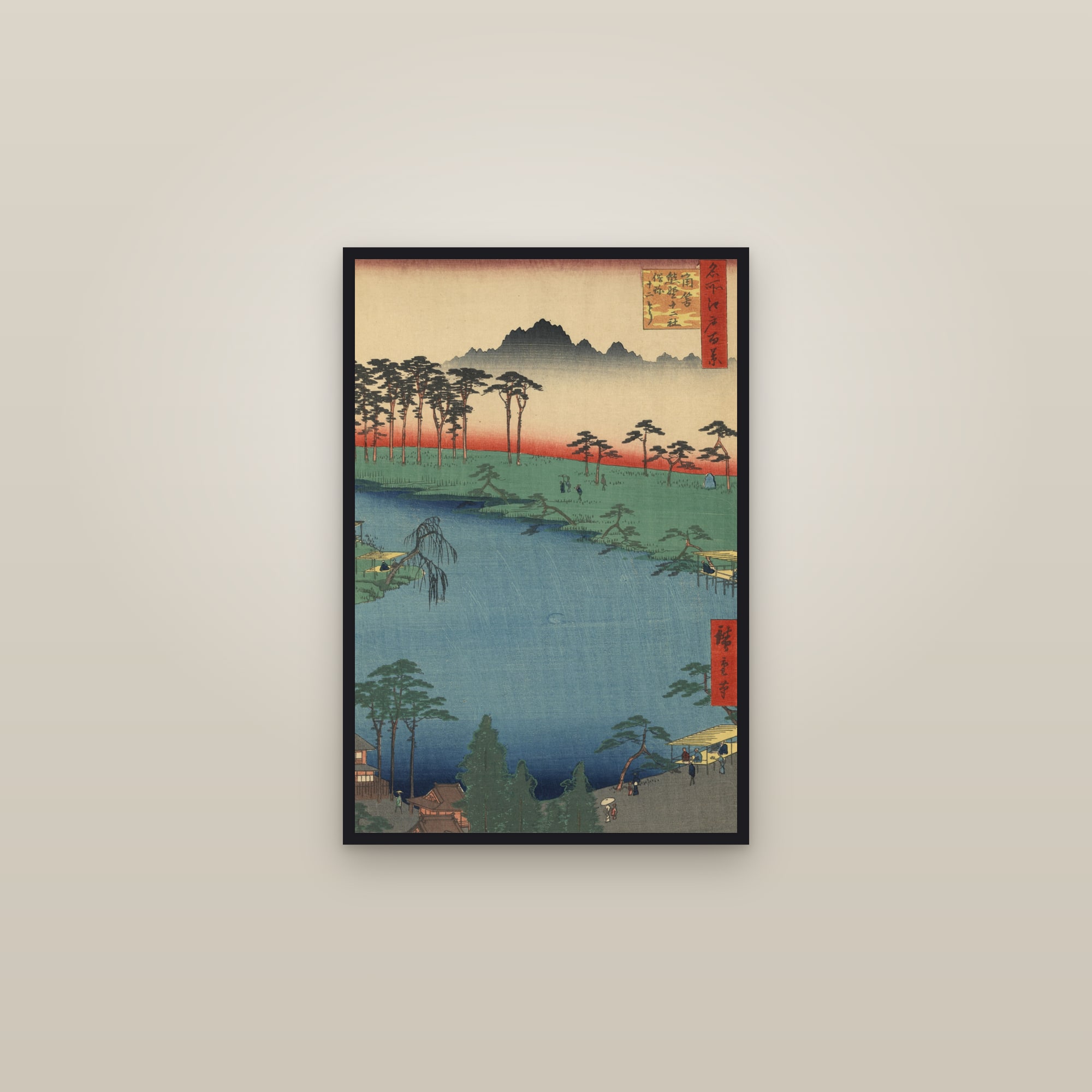 Kumano Jūnisha Shrine at Tsunohazu, known as "Jūnisō" (Full) — Full-Bleed Edition — framed in a gallery setting