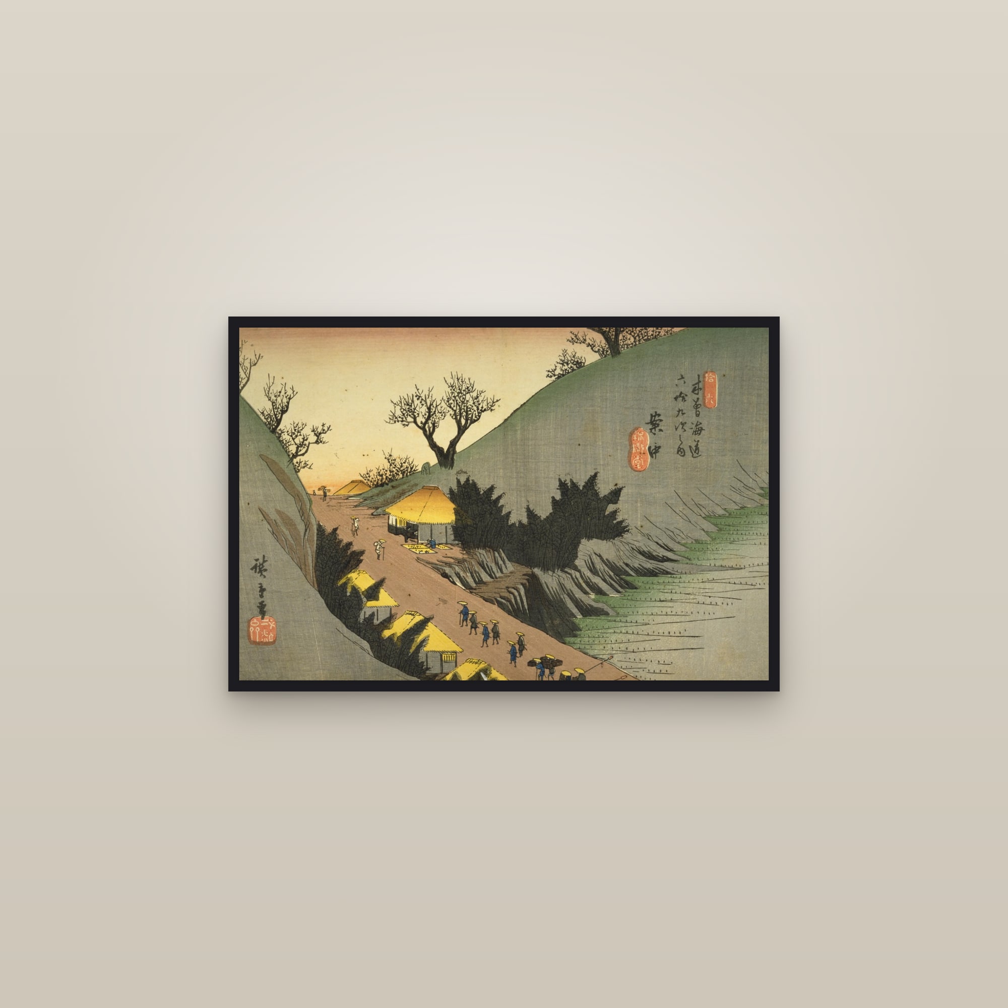 Annaka: The Hill Road at Dusk (Full) — Full-Bleed Edition — framed in a gallery setting