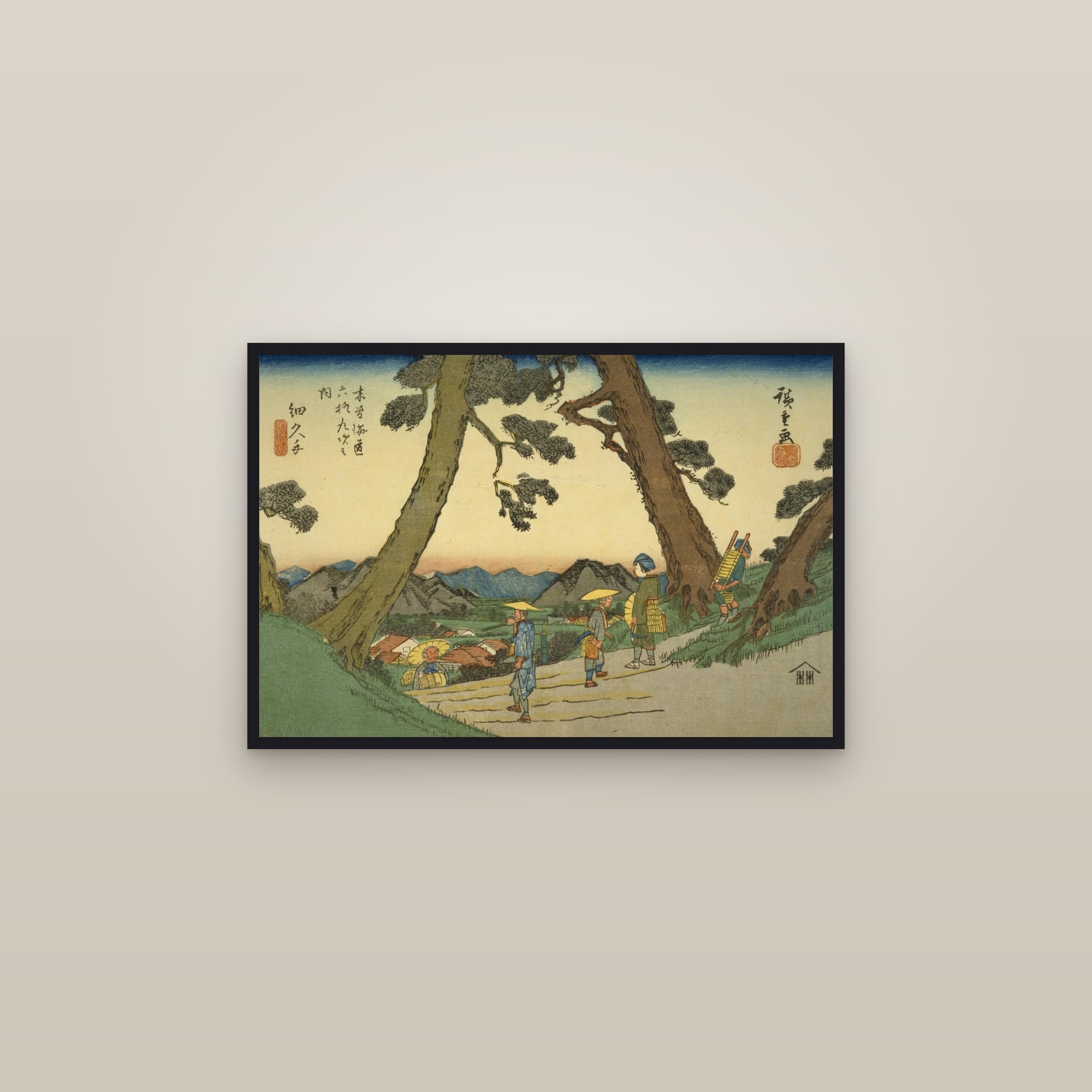 Hosokute: Pines on the Hill Road (Full) — Full-Bleed Edition — framed in a gallery setting