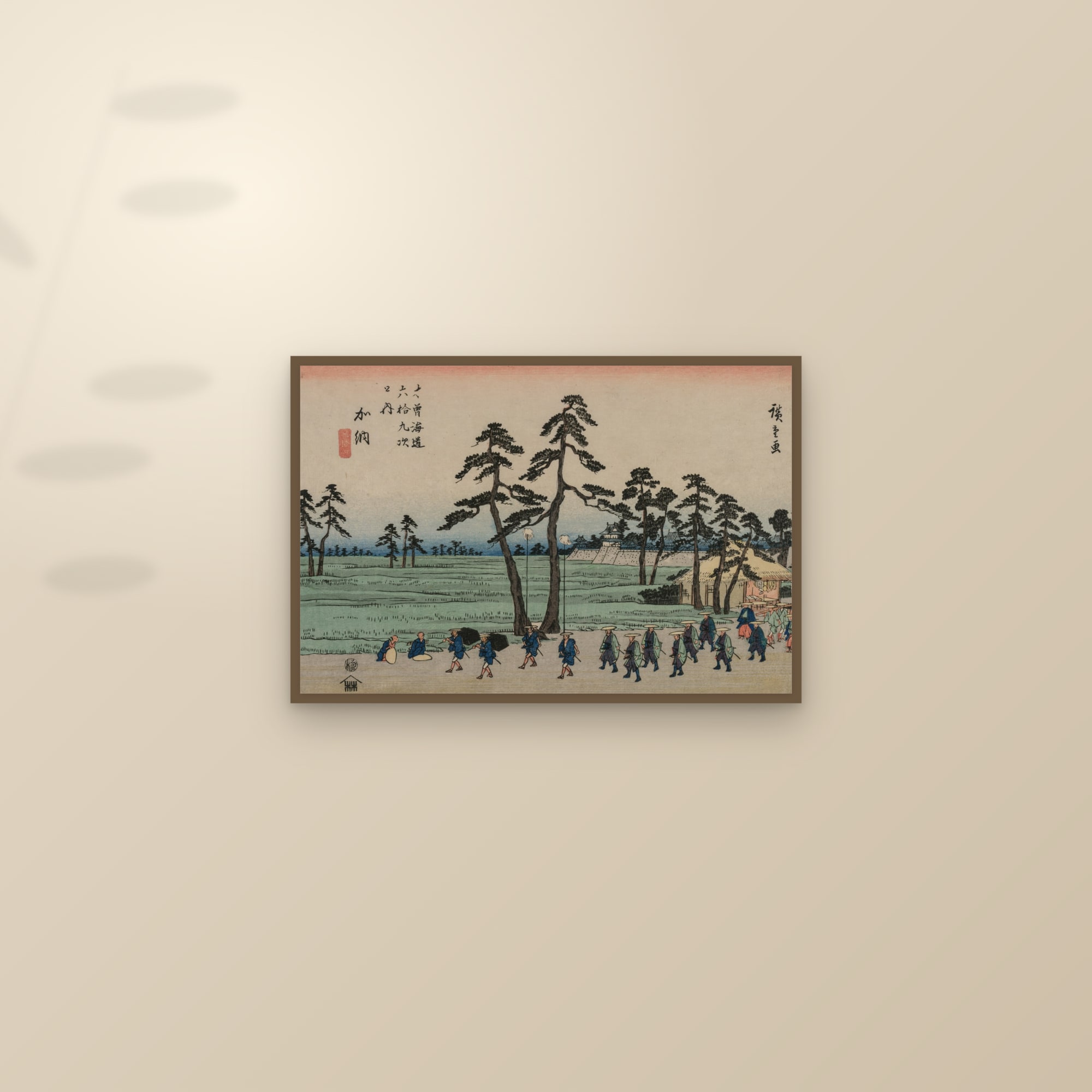 Kanō: The Daimyo Procession (Full) — Full-Bleed Edition — framed and styled on a sunlit wall