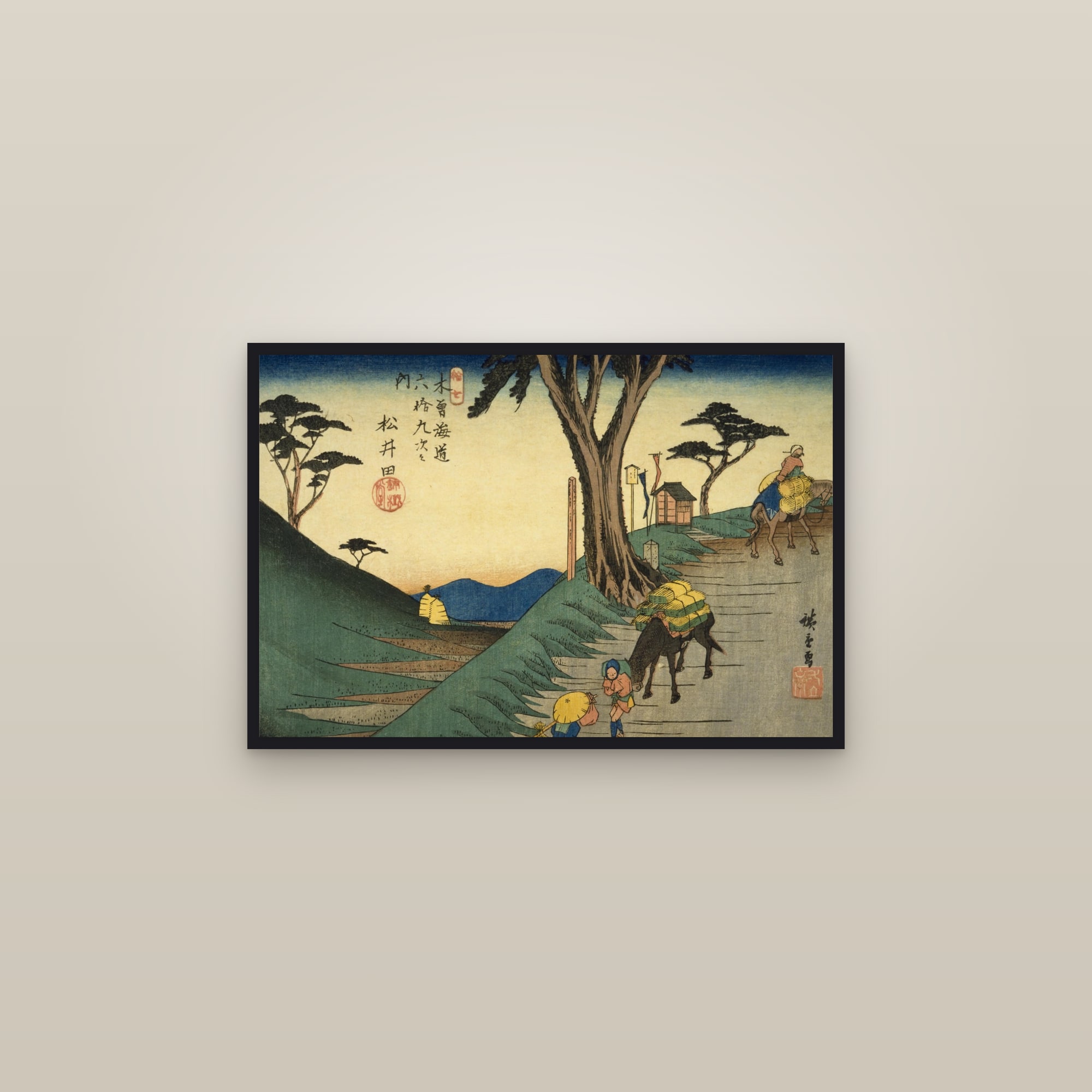 Matsuida: Packhorse on the Mountain Road (Full) — Full-Bleed Edition — framed in a gallery setting