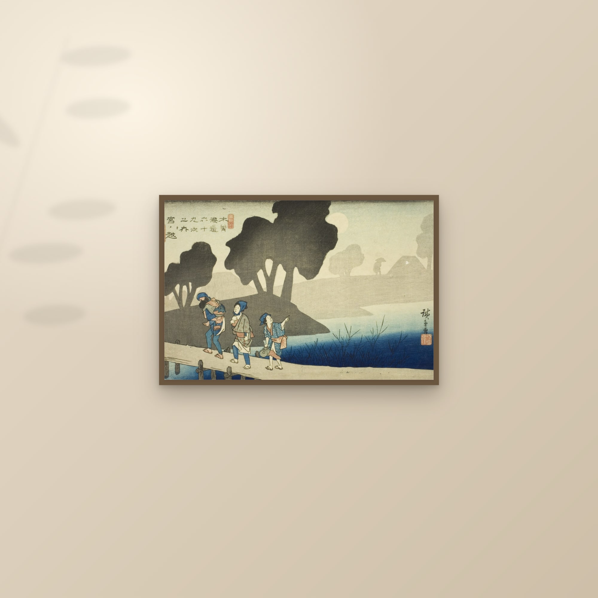 Miyanokoshi: Moonlit Night (Full) — Full-Bleed Edition — framed and styled on a sunlit wall