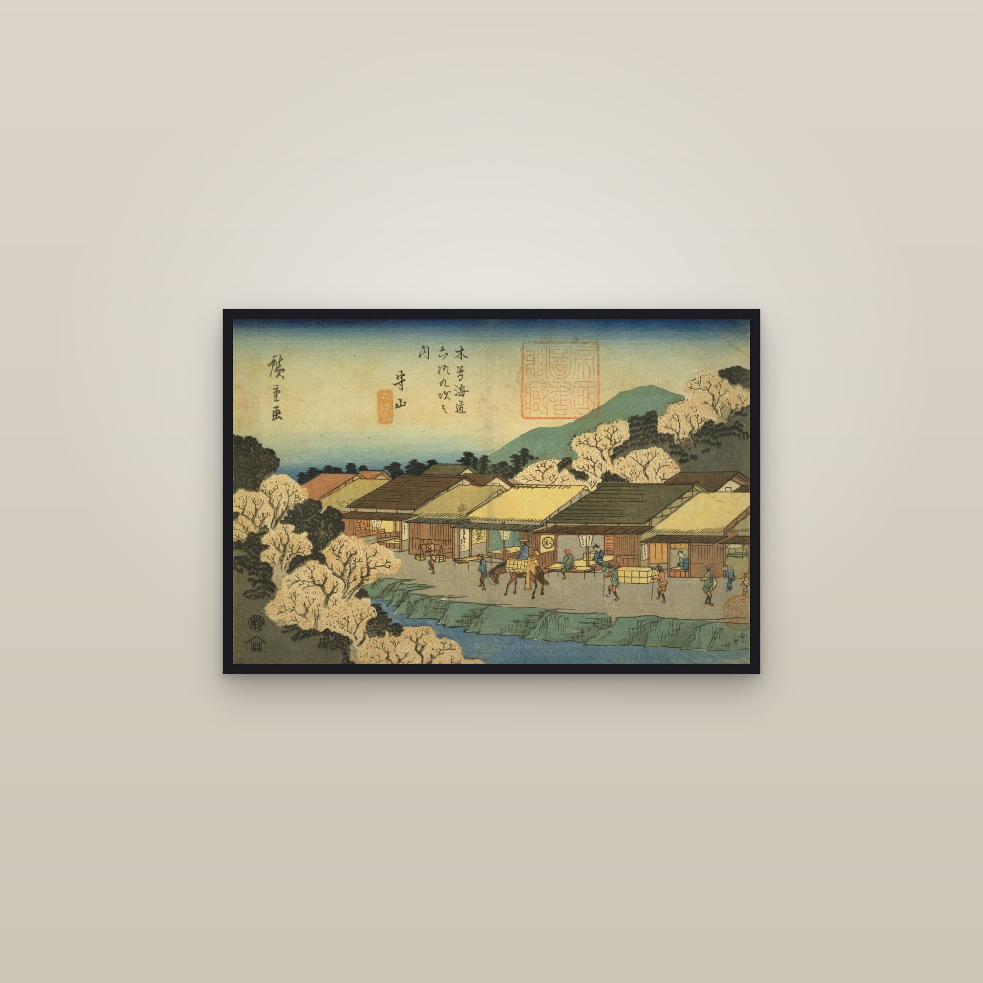 Moriyama: Cherry Blossoms along the Street (Full) — Full-Bleed Edition — framed in a gallery setting