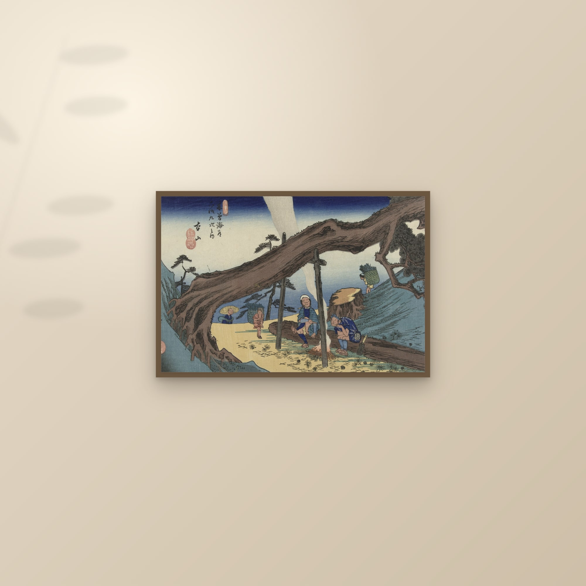 Motoyama: The Propped Pine (Full) — Full-Bleed Edition — framed and styled on a sunlit wall