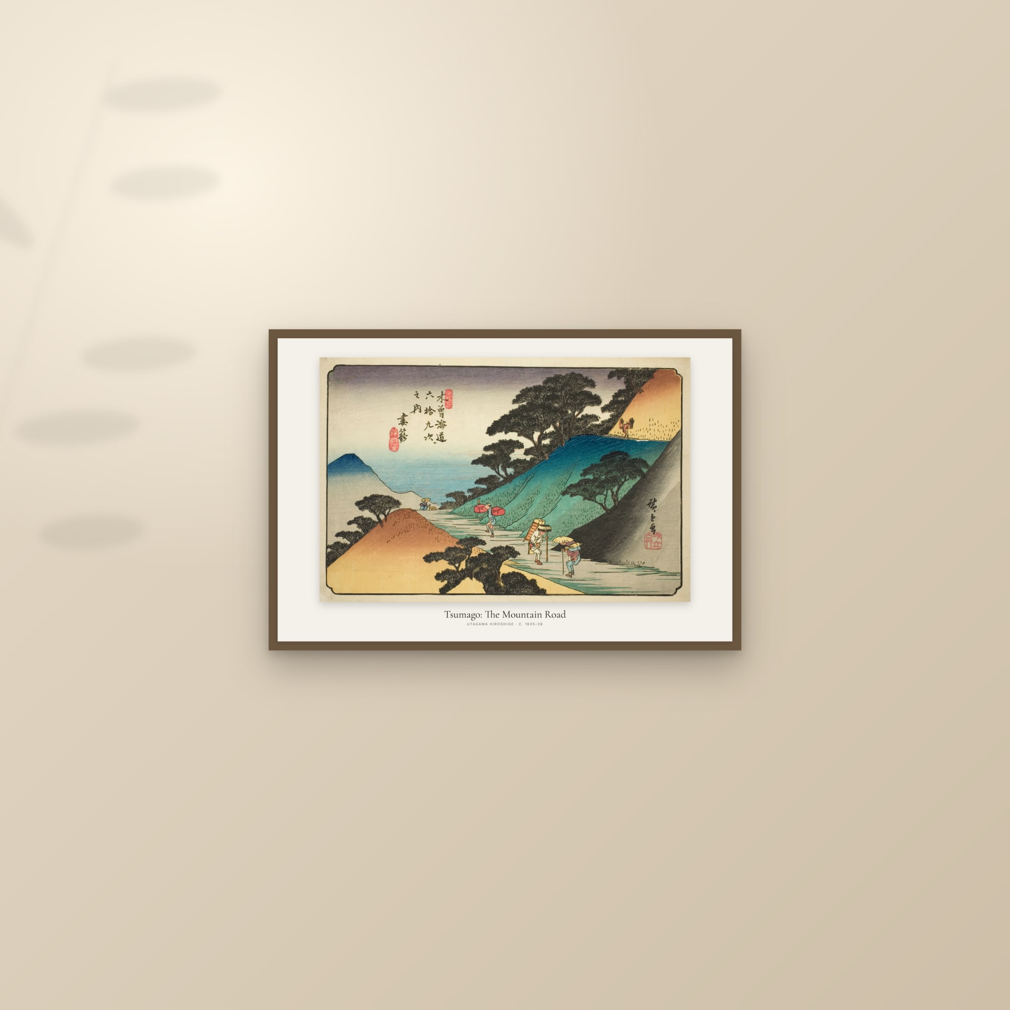 Tsumago: The Mountain Road — framed and styled on a sunlit wall