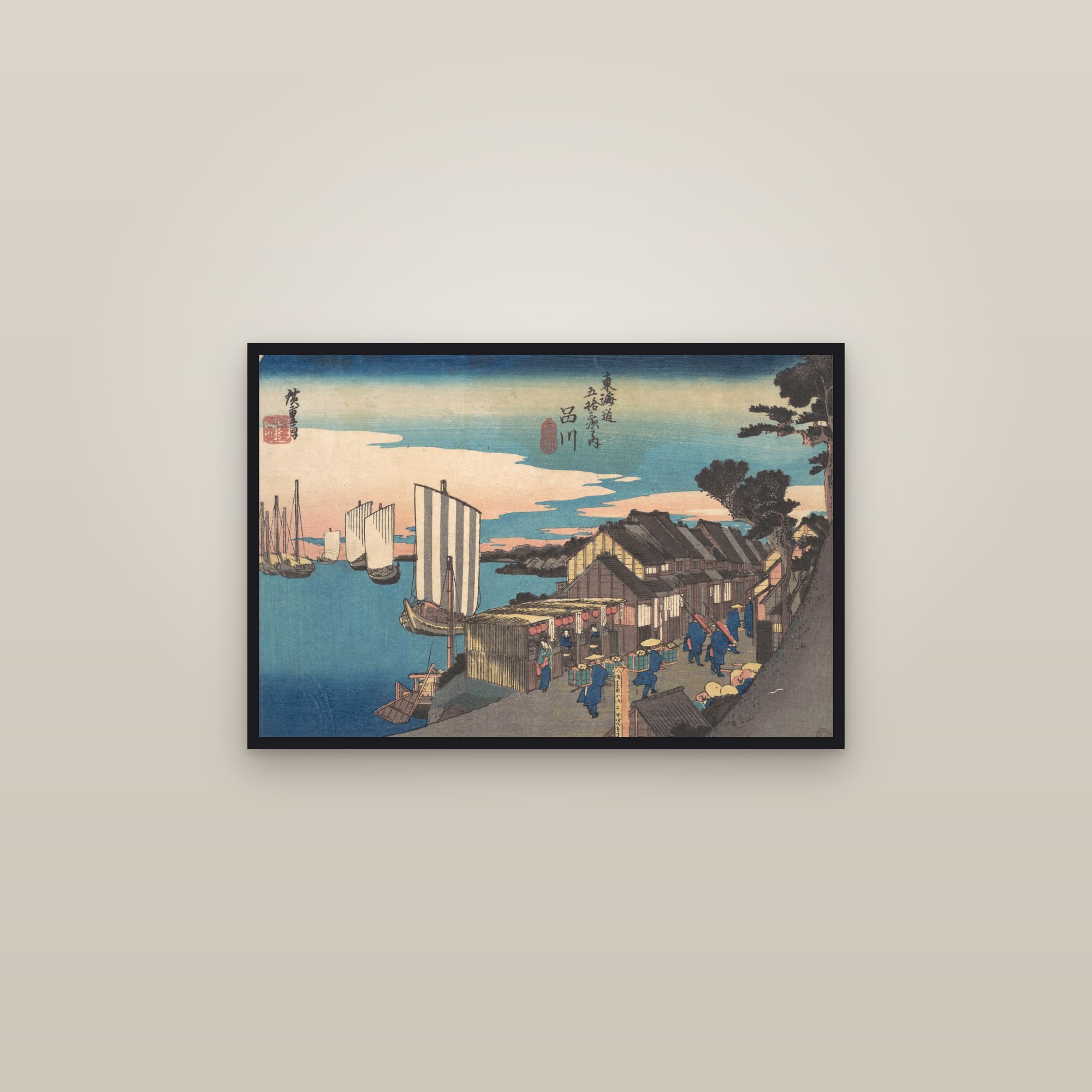 Shinagawa: Sunrise (Full) — Full-Bleed Edition — framed in a gallery setting