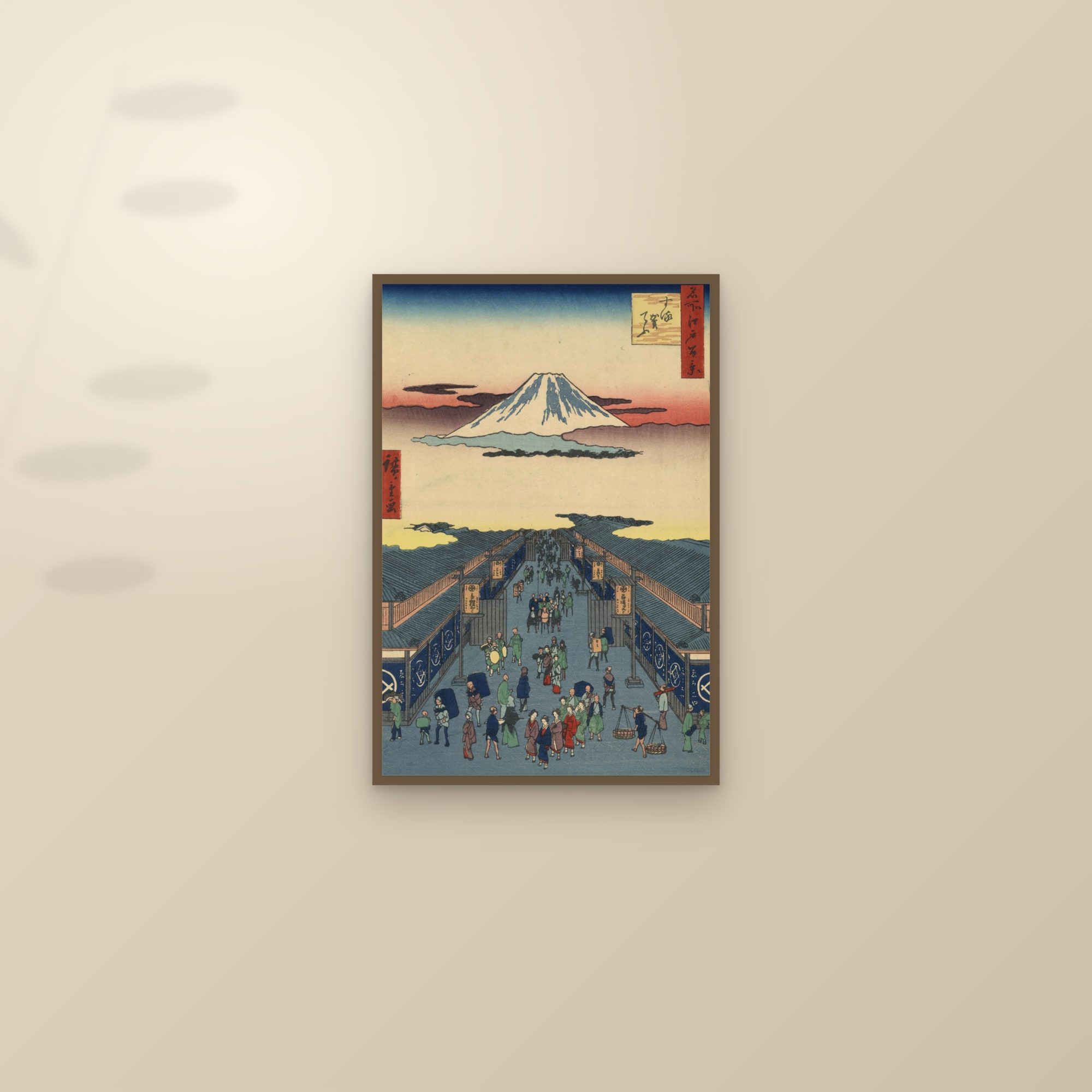 Suruga-chō (Full) — Full-Bleed Edition — framed and styled on a sunlit wall