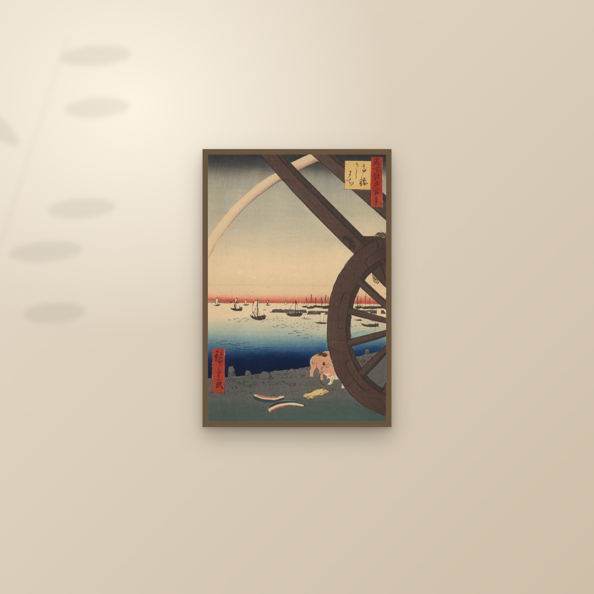 Ushimachi in Takanawa (Full) — Full-Bleed Edition — framed and styled on a sunlit wall