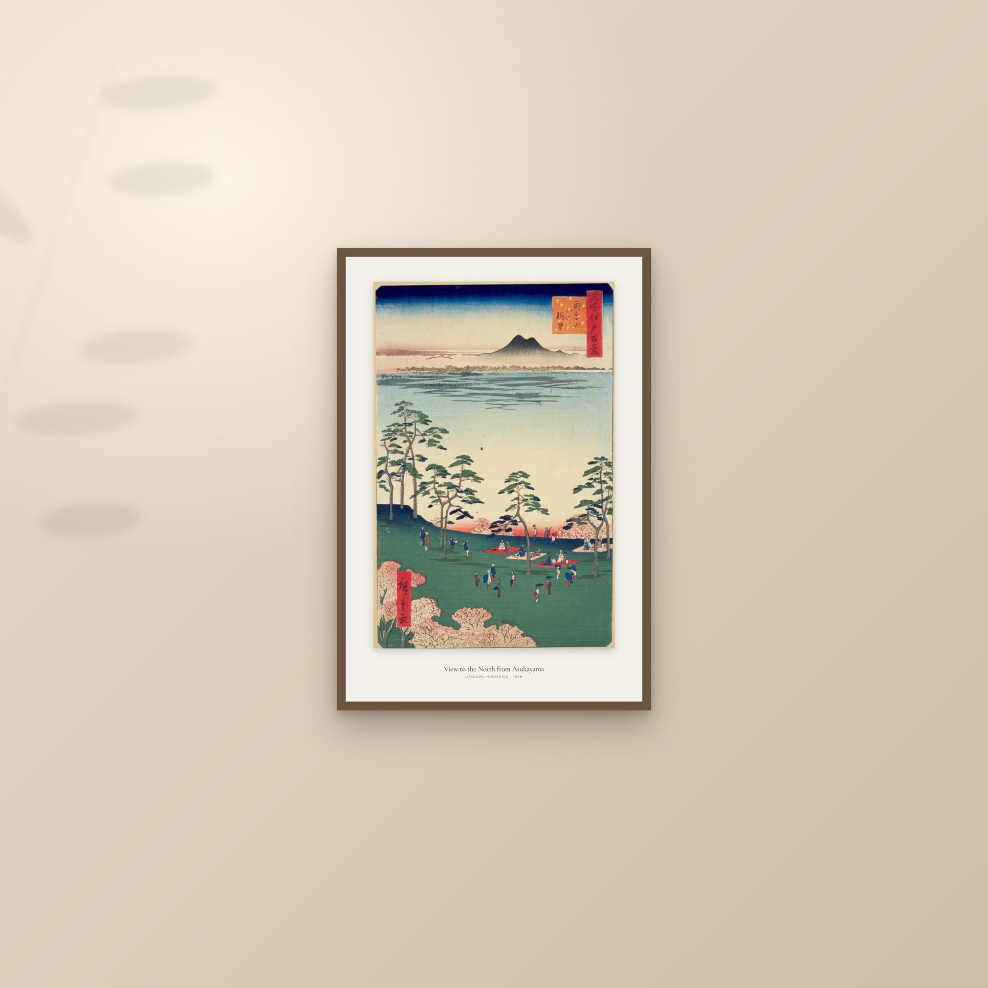 View to the North from Asukayama — framed and styled on a sunlit wall