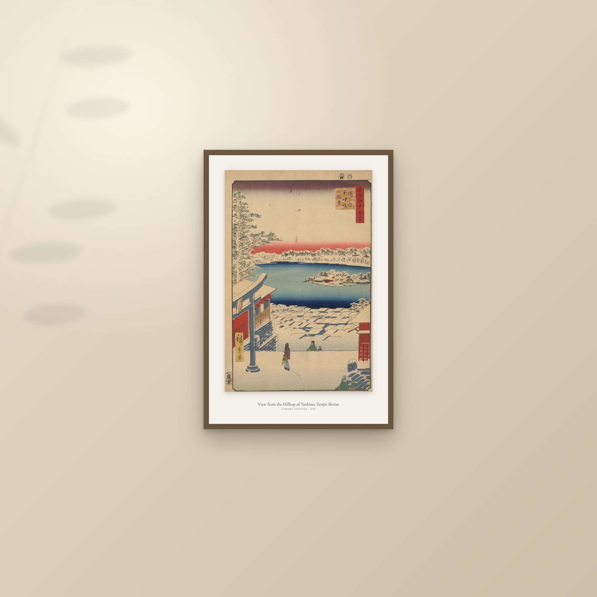 View from the Hilltop of Yushima Tenjin Shrine — framed and styled on a sunlit wall