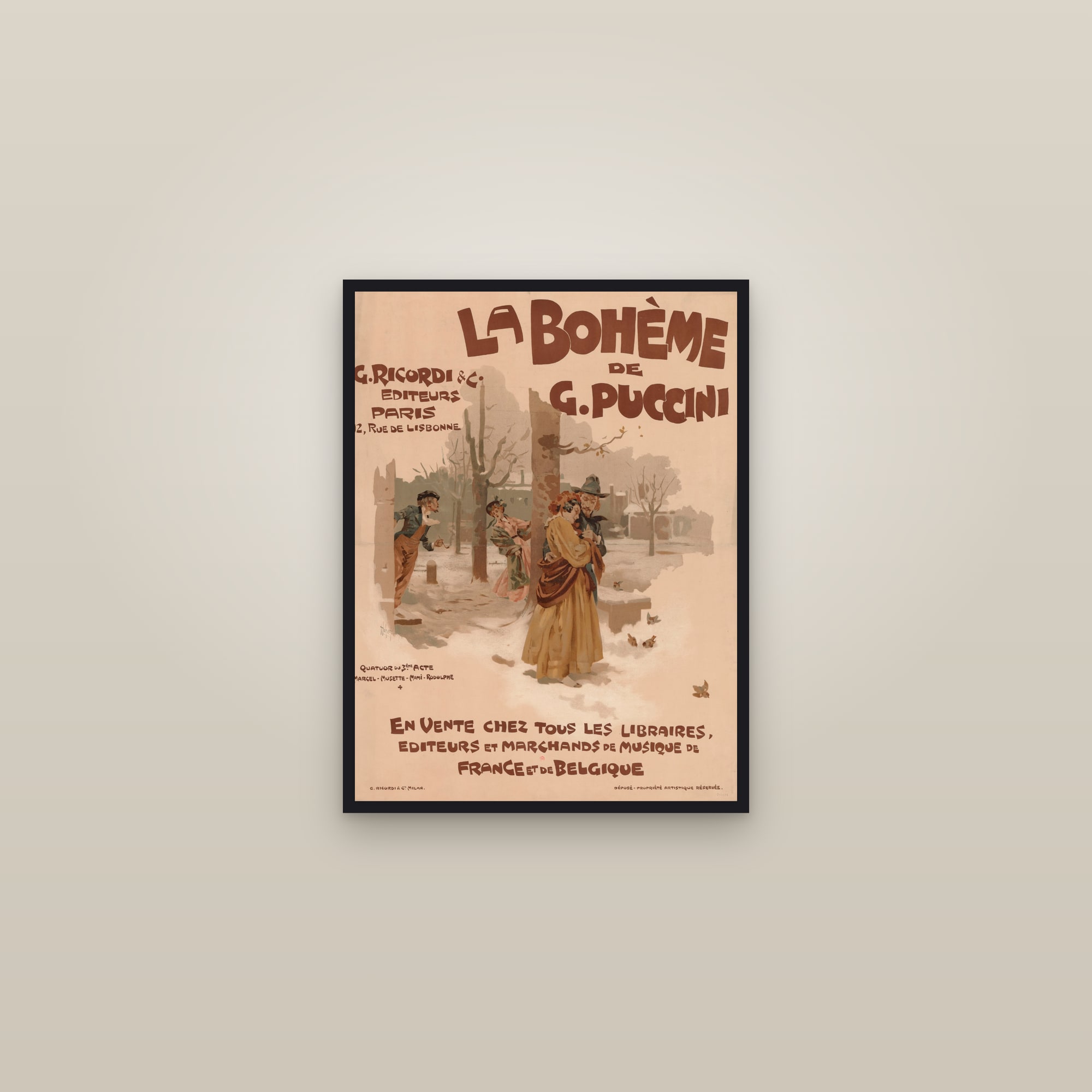 La Bohème (Full) — Full-Bleed Edition — framed in a gallery setting