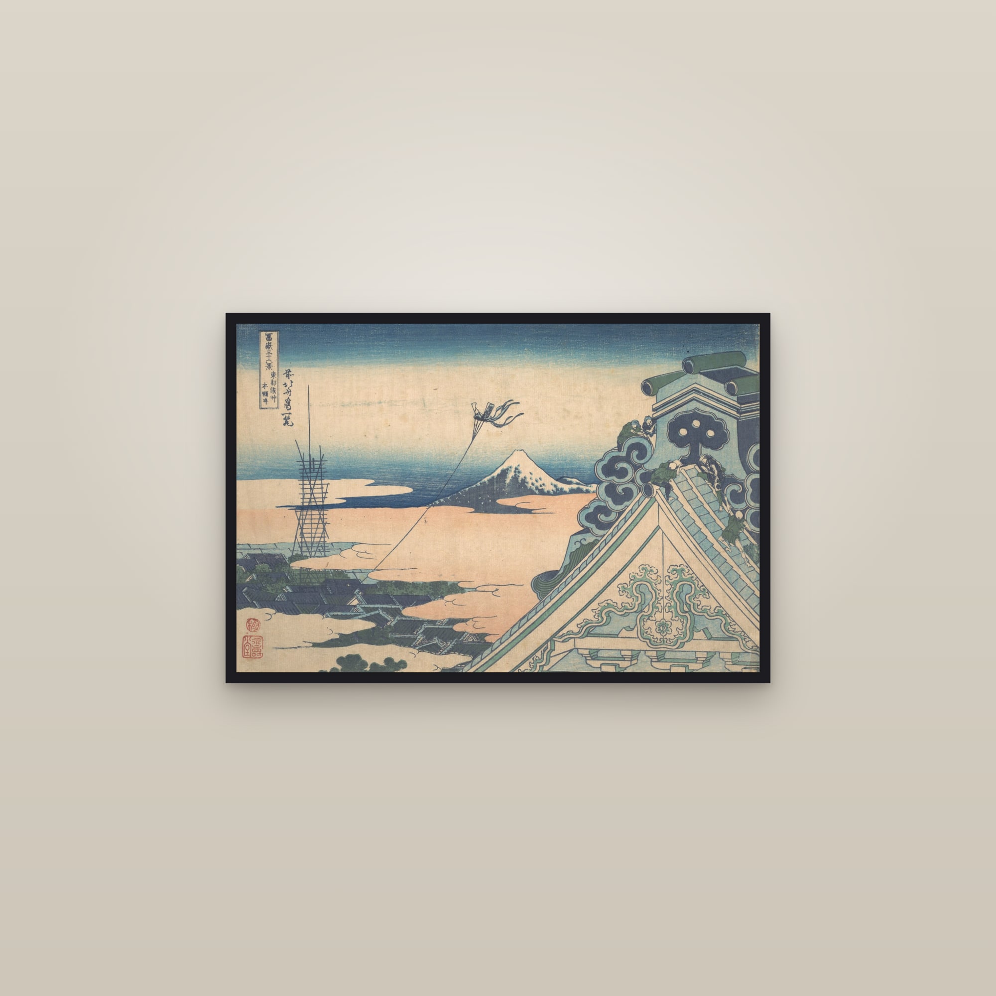 Honganji Temple at Asakusa in Edo (Full) — Full-Bleed Edition — framed in a gallery setting