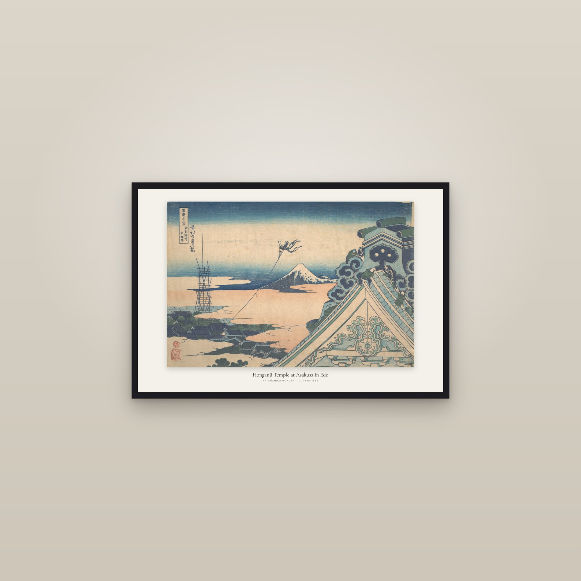 Honganji Temple at Asakusa in Edo — framed in a gallery setting