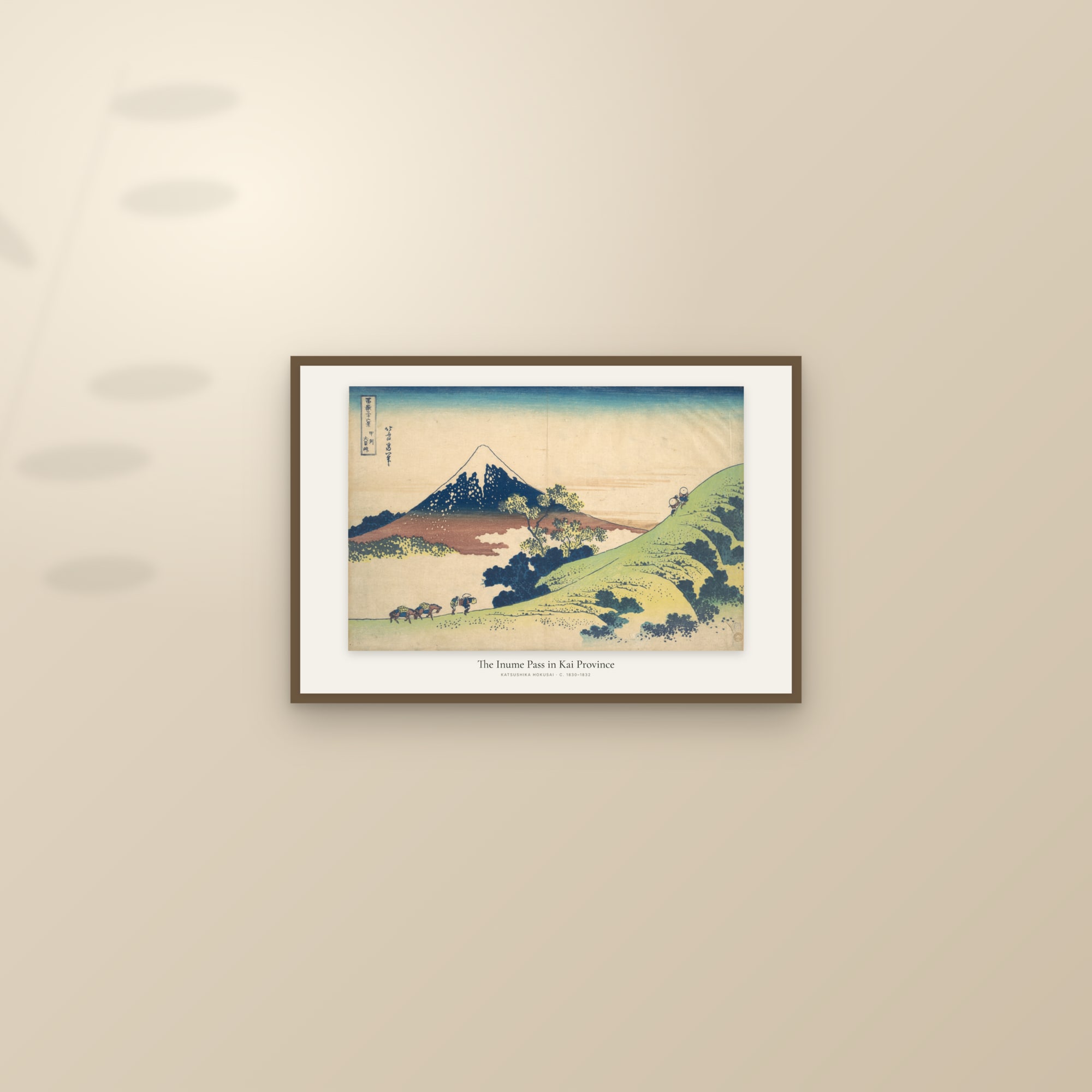 The Inume Pass in Kai Province — framed and styled on a sunlit wall