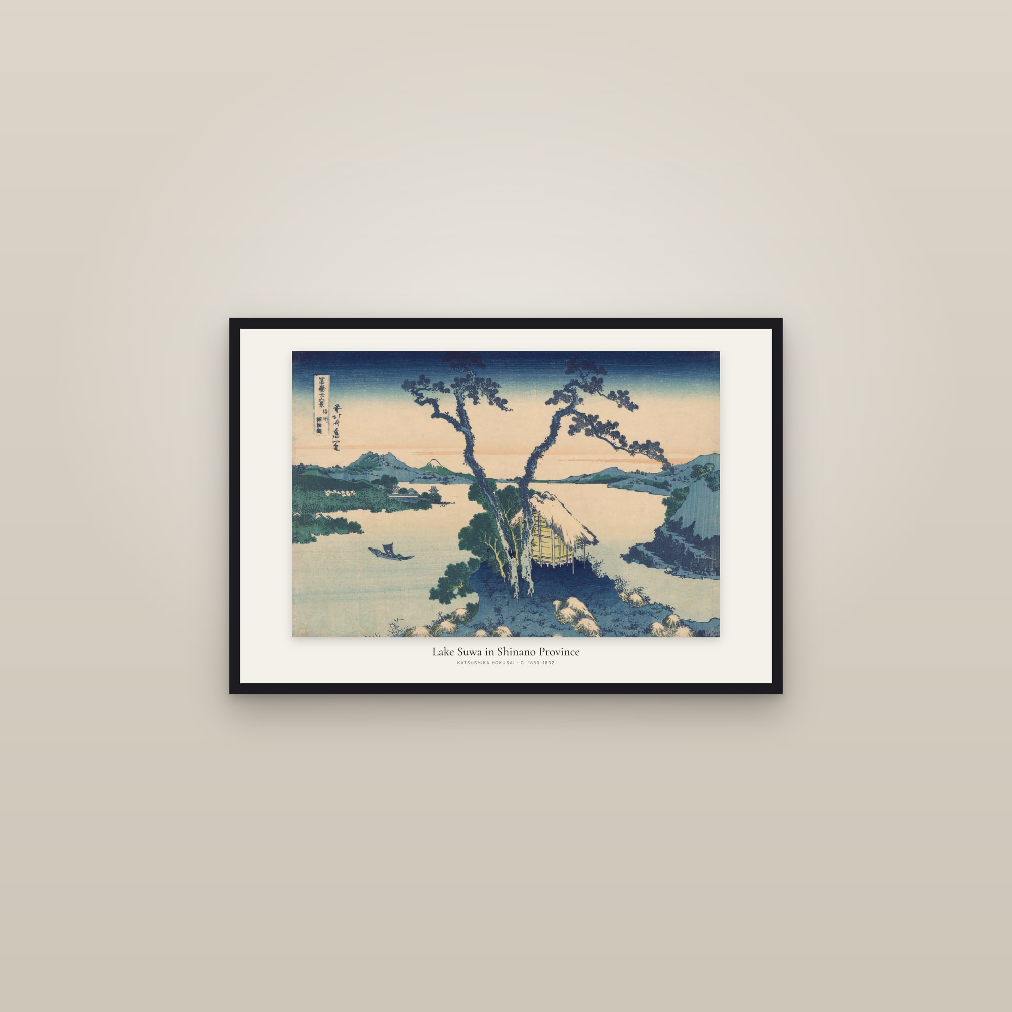 Lake Suwa in Shinano Province — framed in a gallery setting