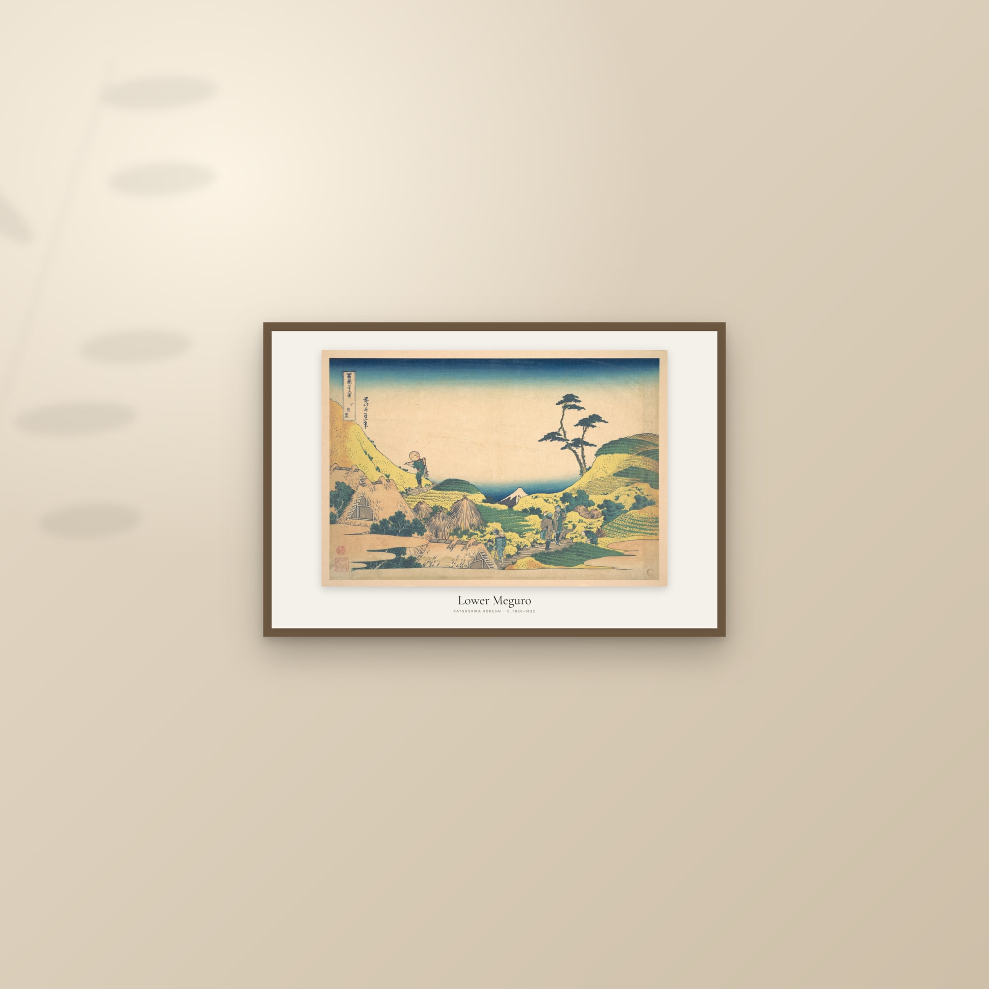 Lower Meguro — framed and styled on a sunlit wall