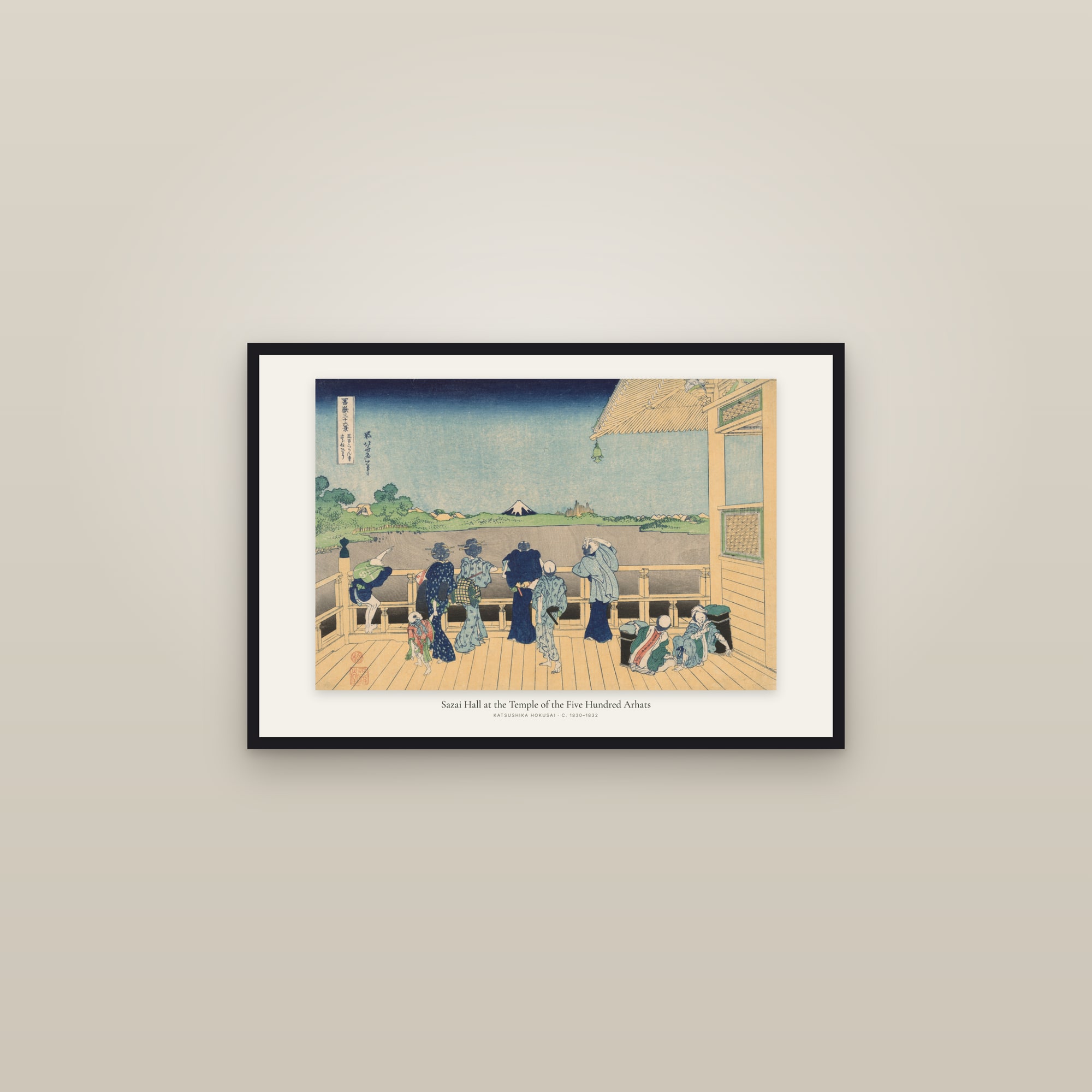 Sazai Hall at the Temple of the Five Hundred Arhats — framed in a gallery setting