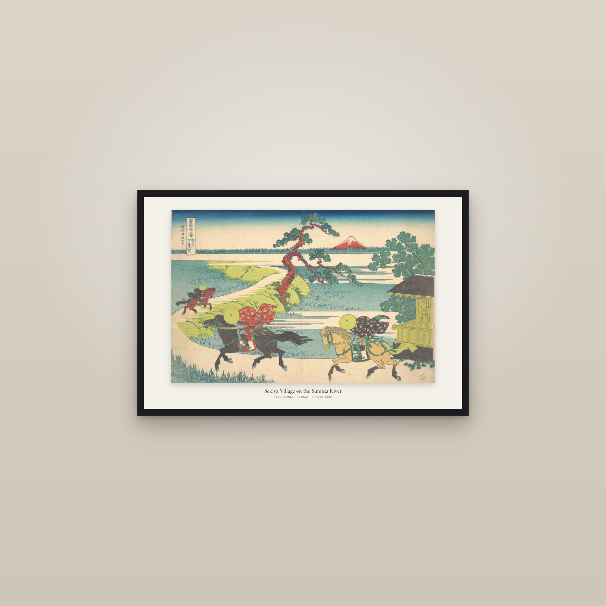 Sekiya Village on the Sumida River — framed in a gallery setting