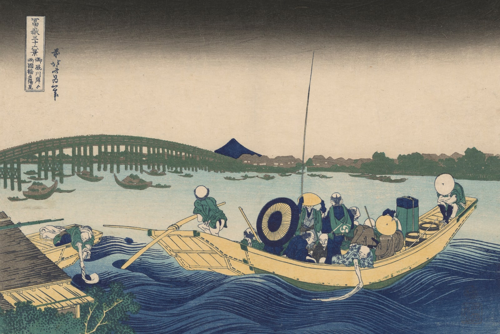 Sunset over Ryōgoku Bridge from the Onmaya Embankment (Full) — Full-Bleed Edition