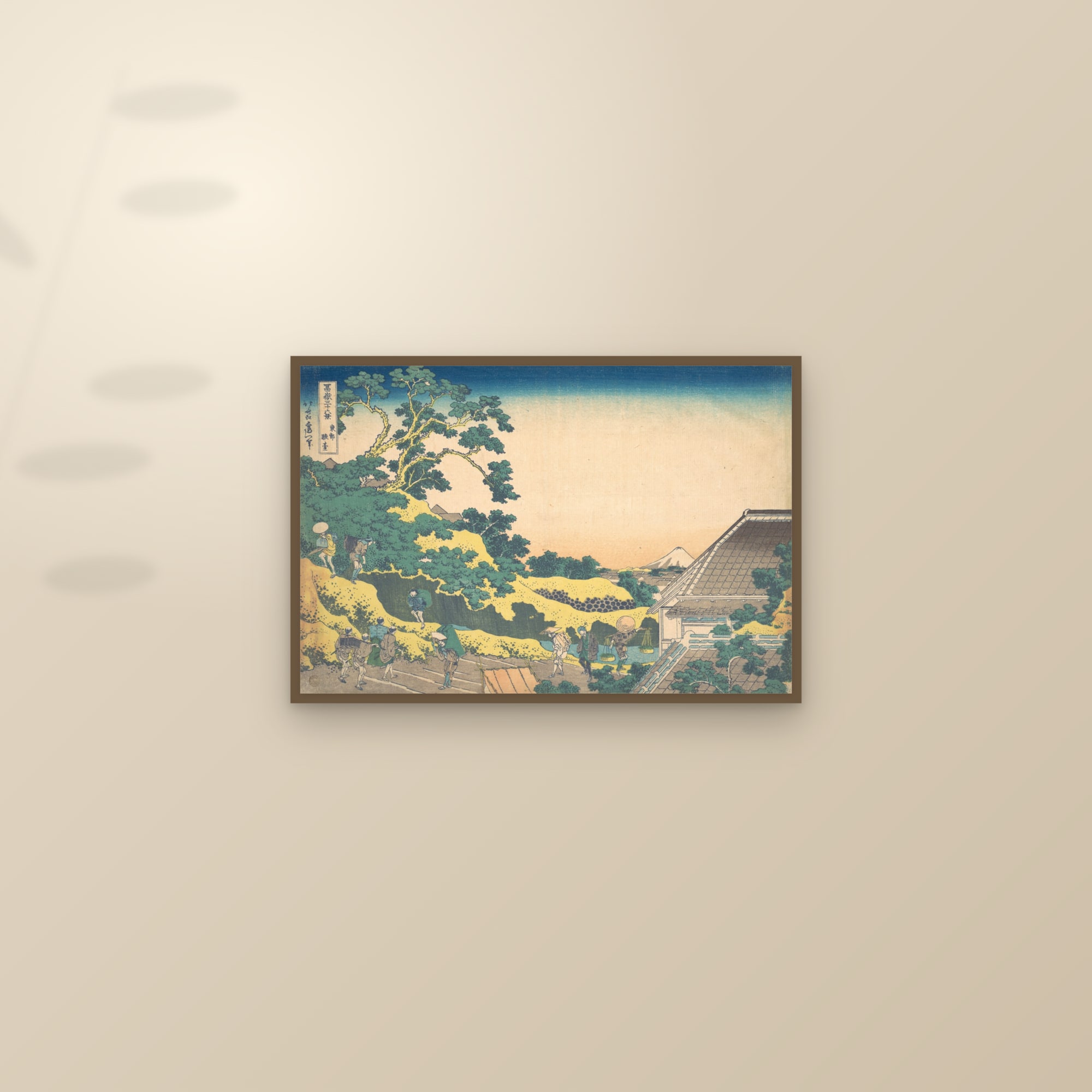 Surugadai in Edo (Full) — Full-Bleed Edition — framed and styled on a sunlit wall