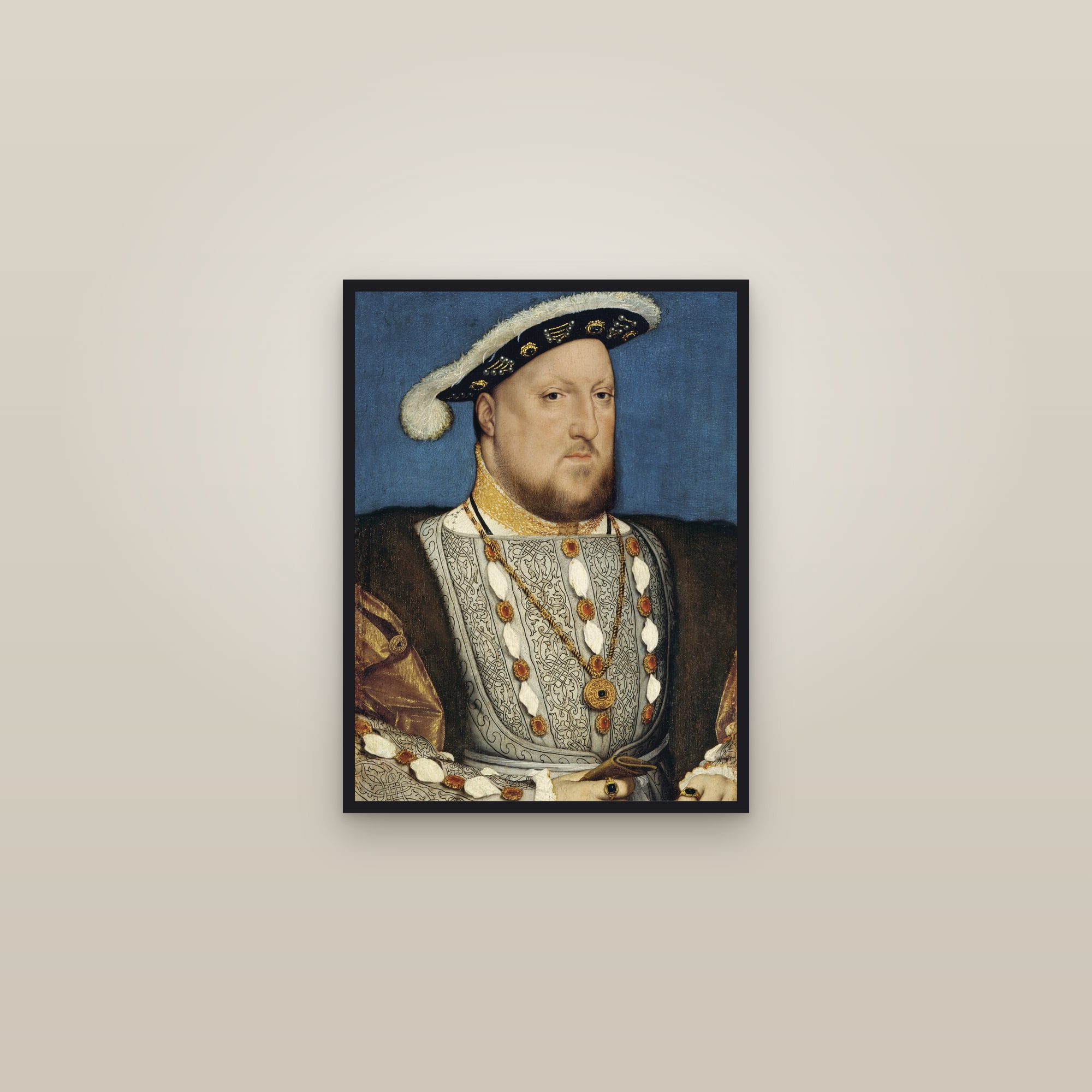 Portrait of Henry VIII (Full) — Full-Bleed Edition — framed in a gallery setting