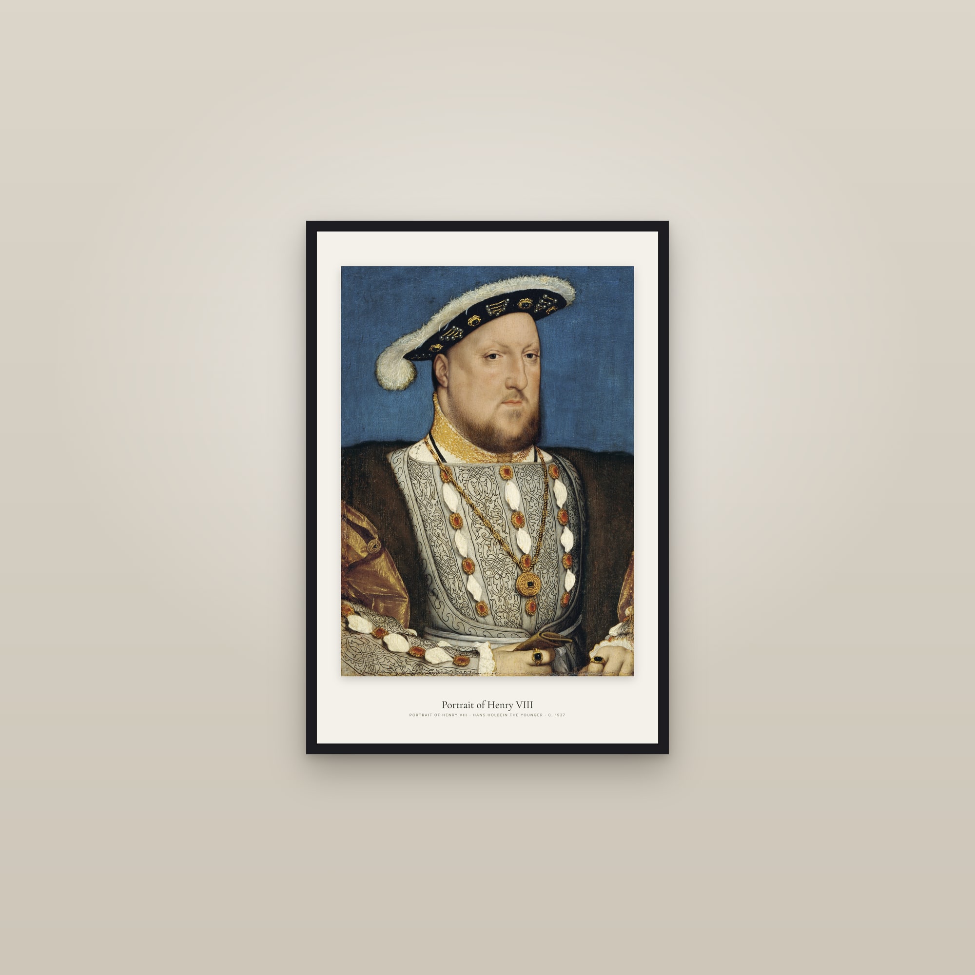 Portrait of Henry VIII — framed in a gallery setting