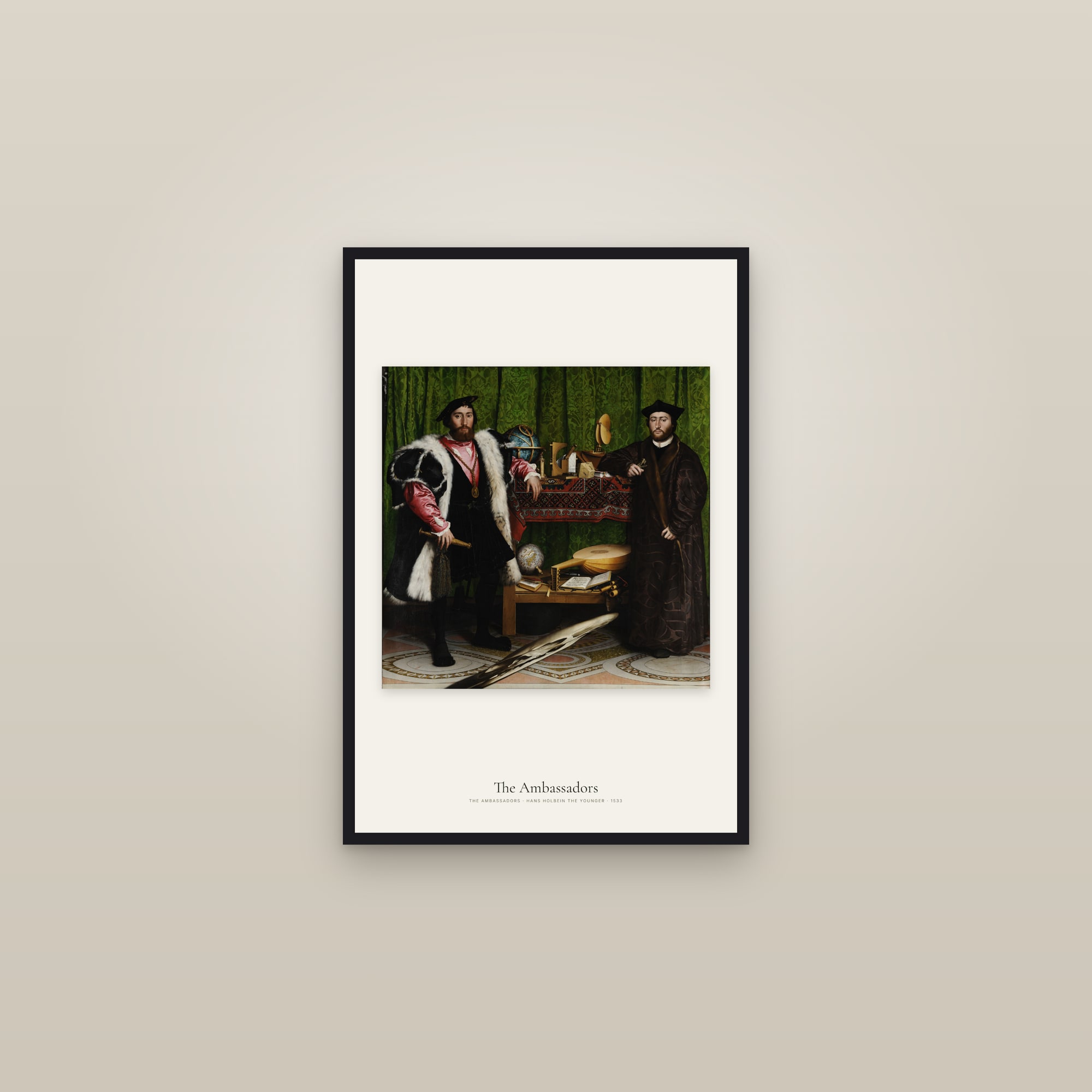 The Ambassadors — framed in a gallery setting