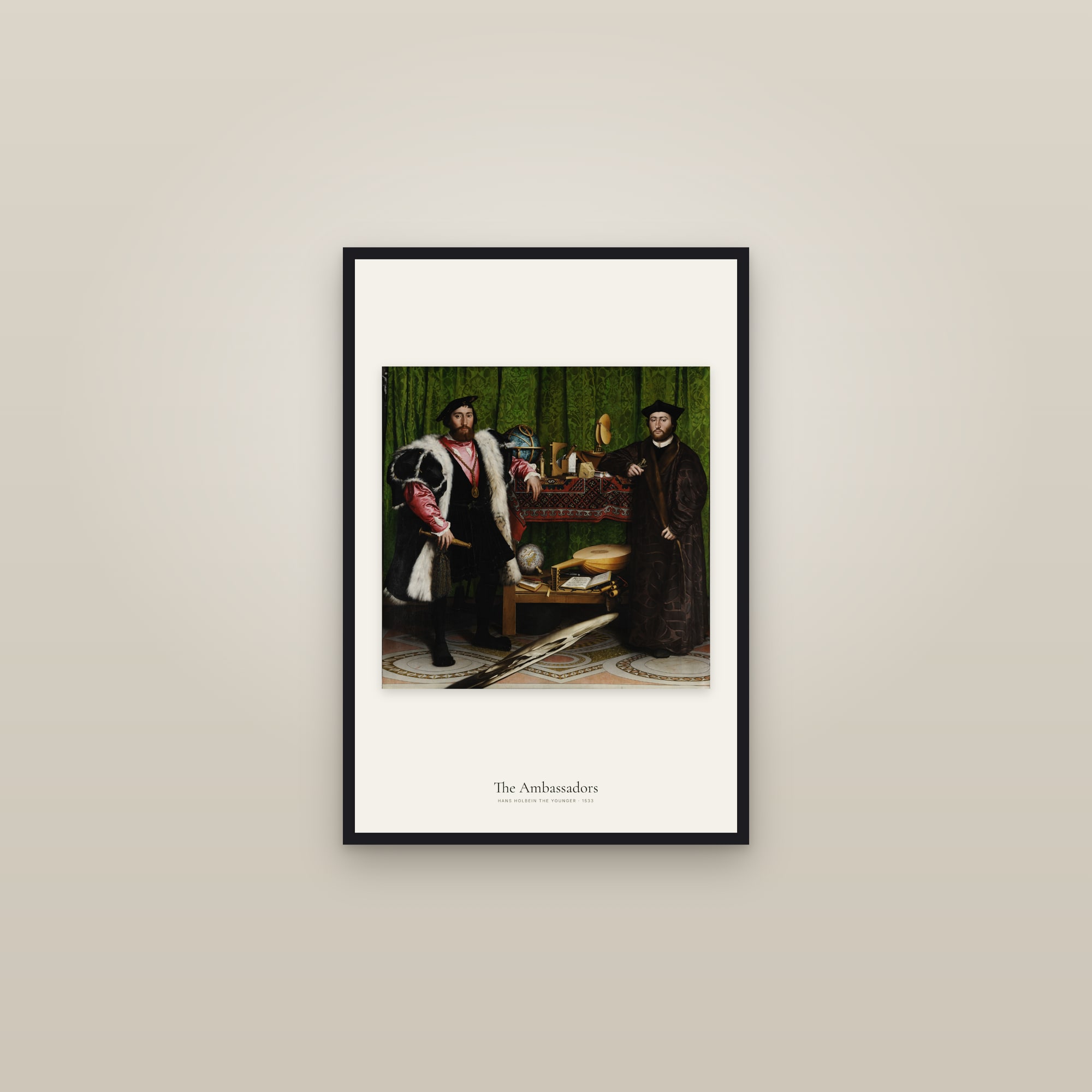 The Ambassadors — framed in a gallery setting