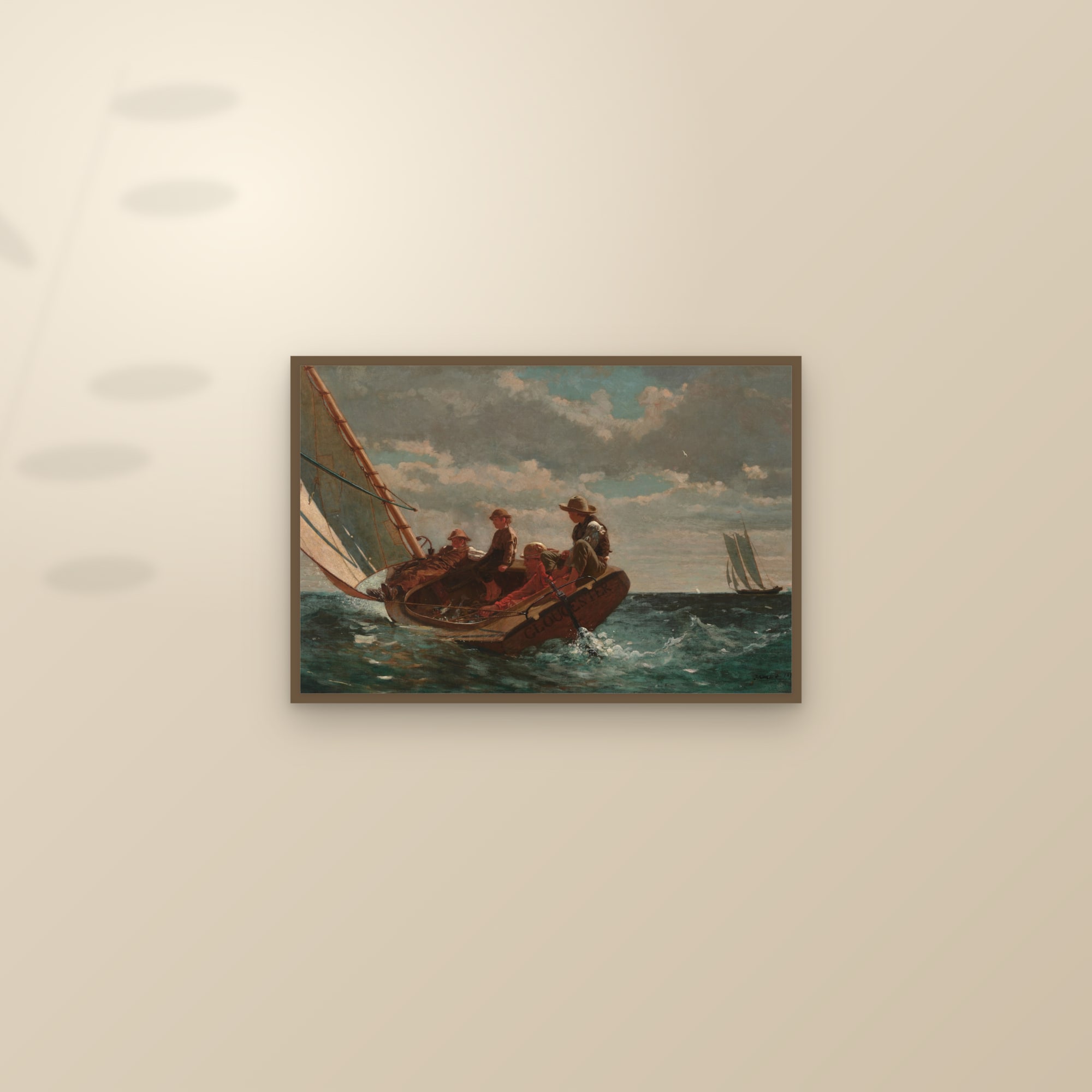 Breezing Up (A Fair Wind) (Full) — Full-Bleed Edition — framed and styled on a sunlit wall