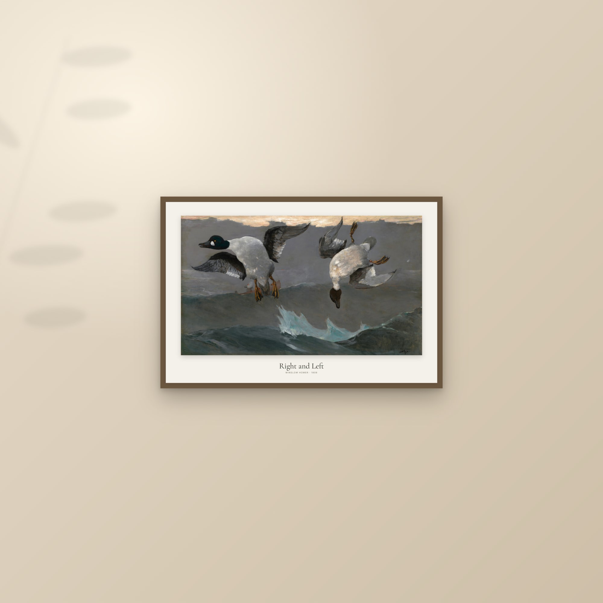 Right and Left — framed and styled on a sunlit wall