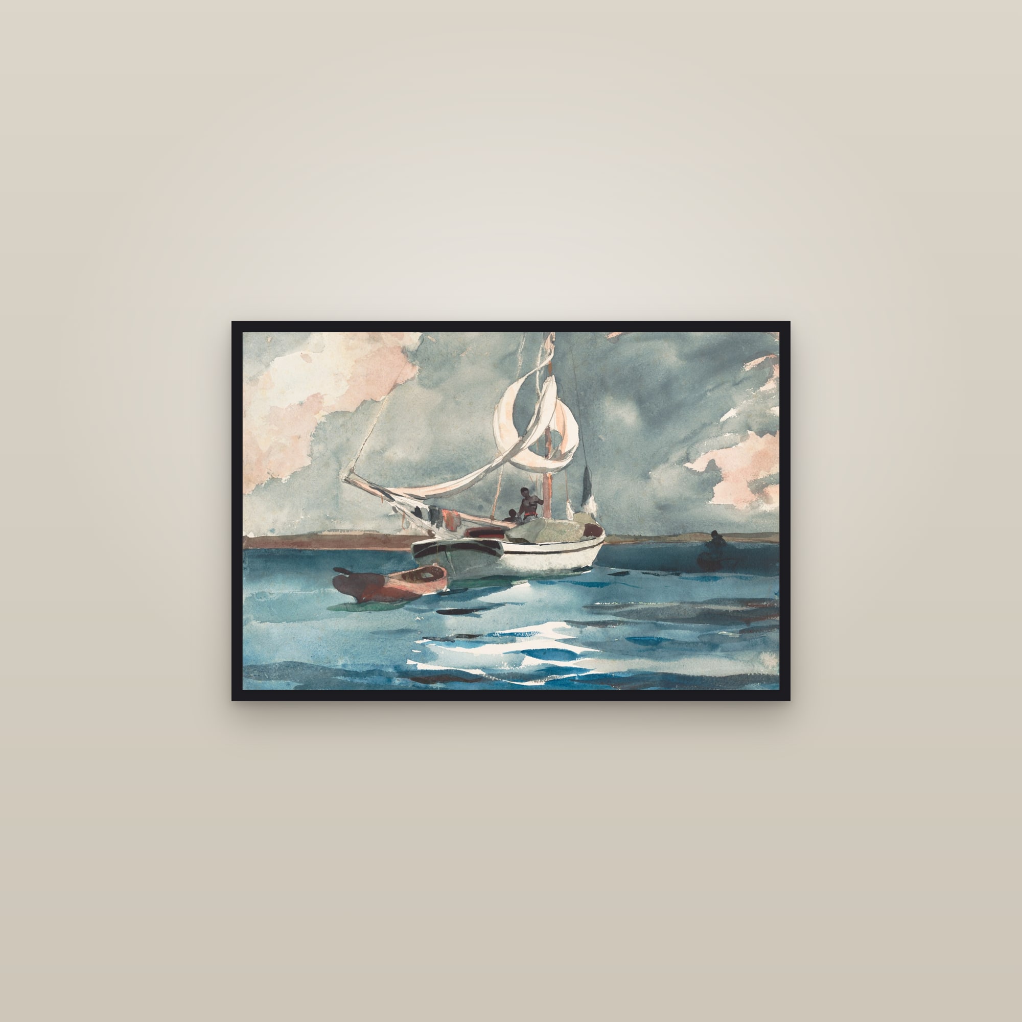 Sloop, Nassau (Full) — Full-Bleed Edition — framed in a gallery setting
