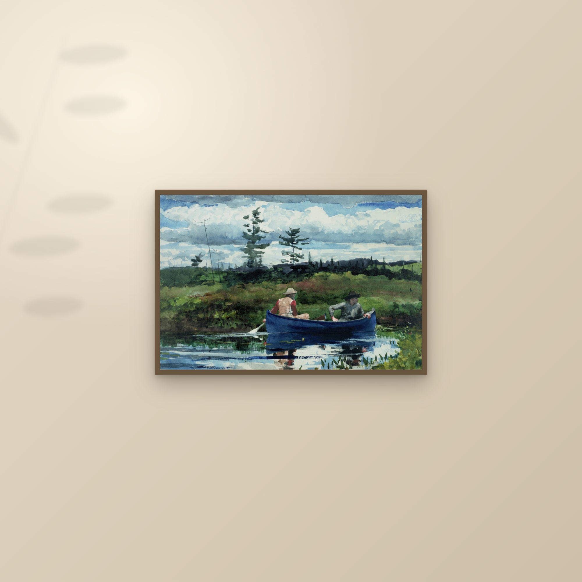 The Blue Boat (Full) — Full-Bleed Edition — framed and styled on a sunlit wall