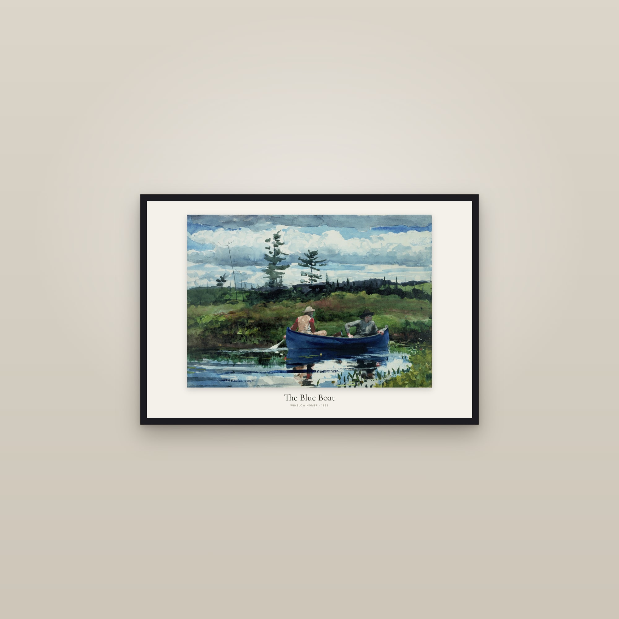 The Blue Boat — framed in a gallery setting