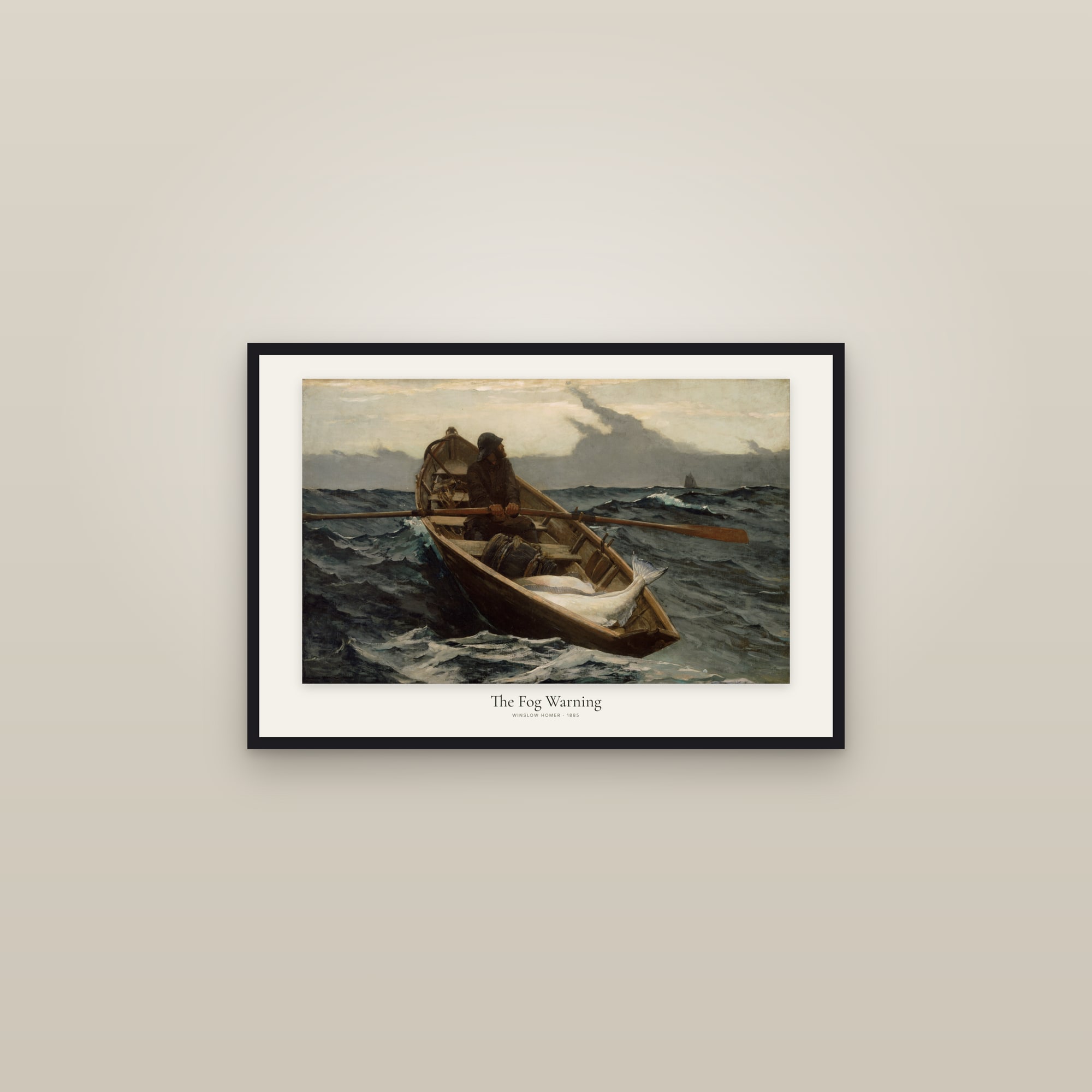 The Fog Warning — framed in a gallery setting