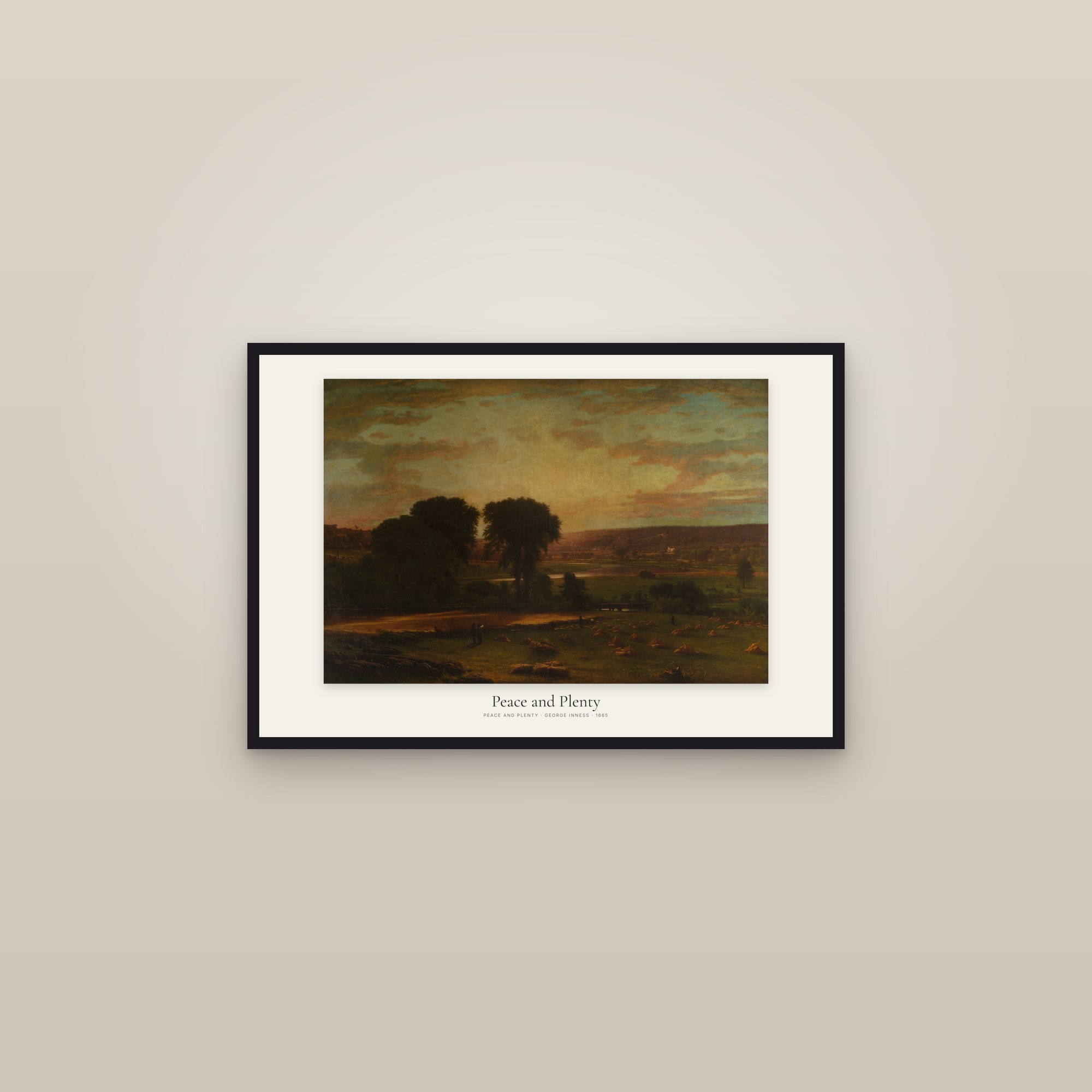 Peace and Plenty — framed in a gallery setting