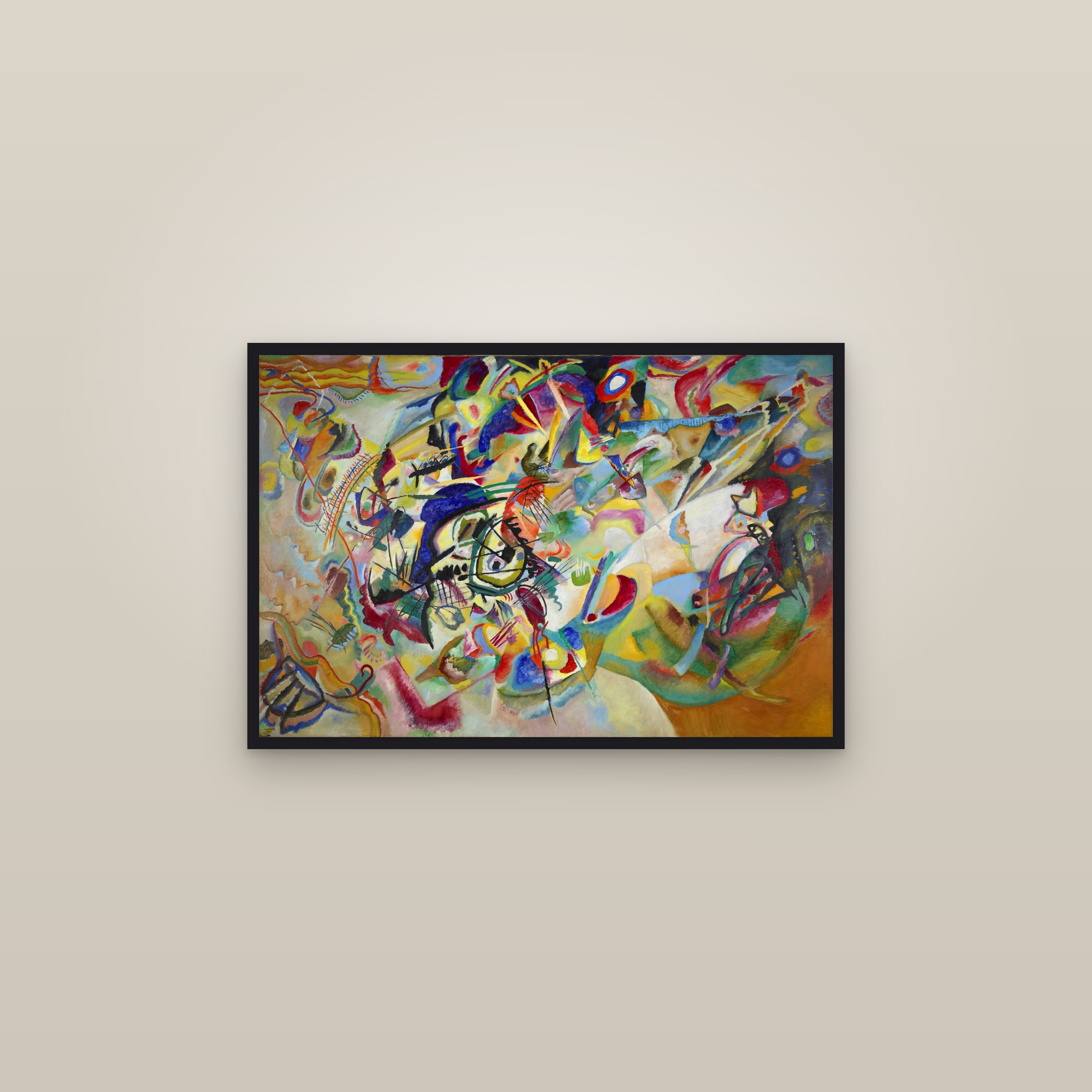Composition VII (Full) — Full-Bleed Edition — framed in a gallery setting
