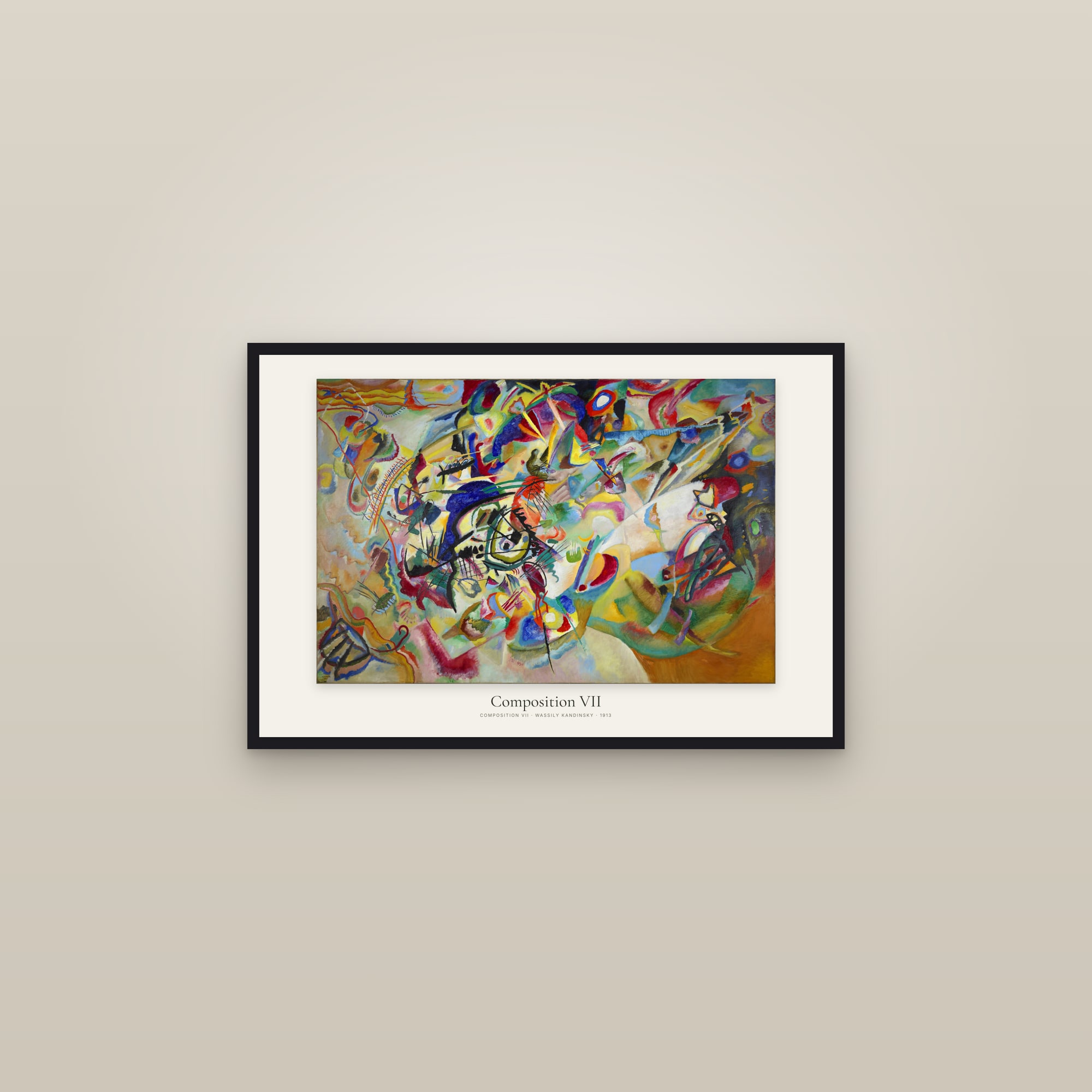 Composition VII — framed in a gallery setting