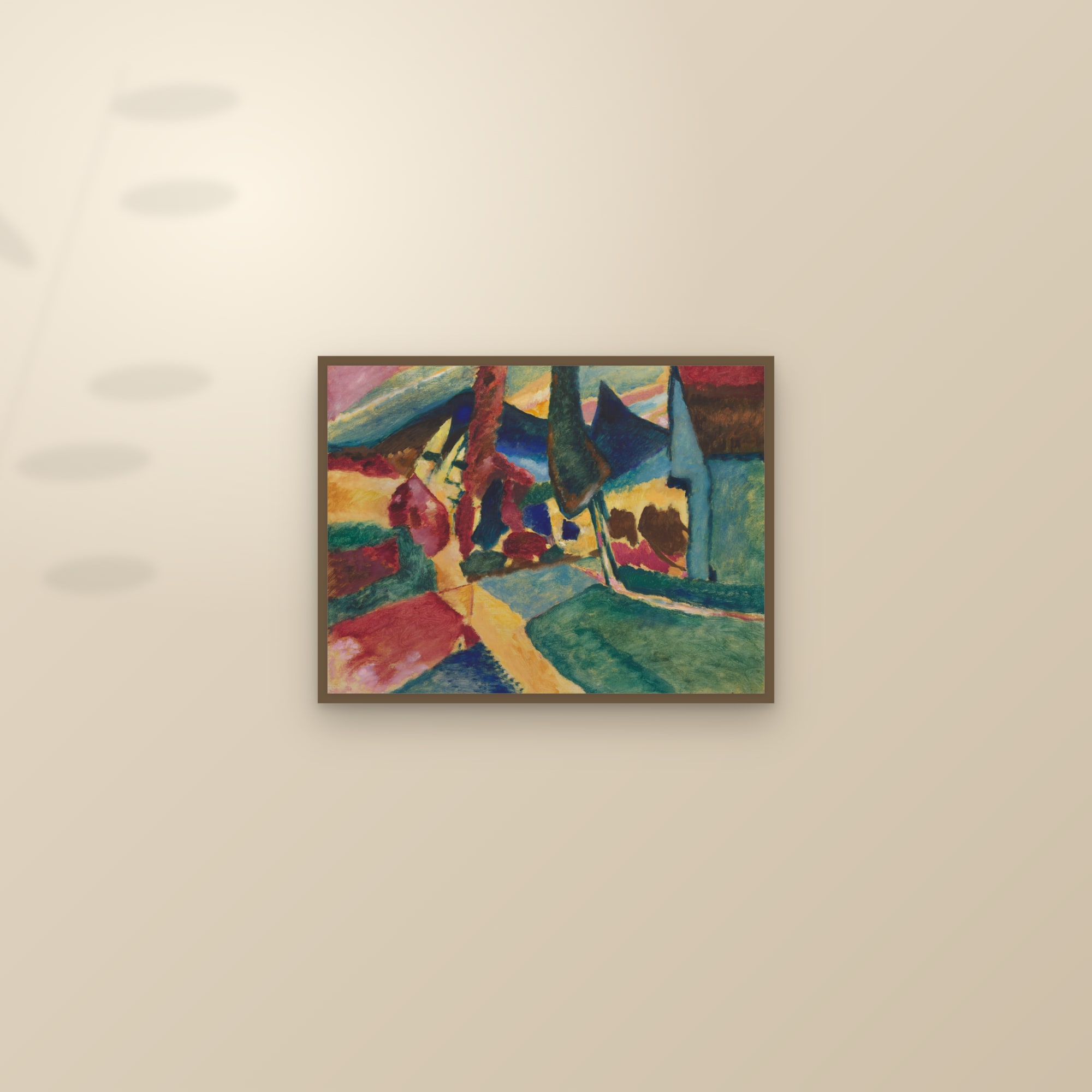 Landscape with Two Poplars (Full) — Full-Bleed Edition — framed and styled on a sunlit wall