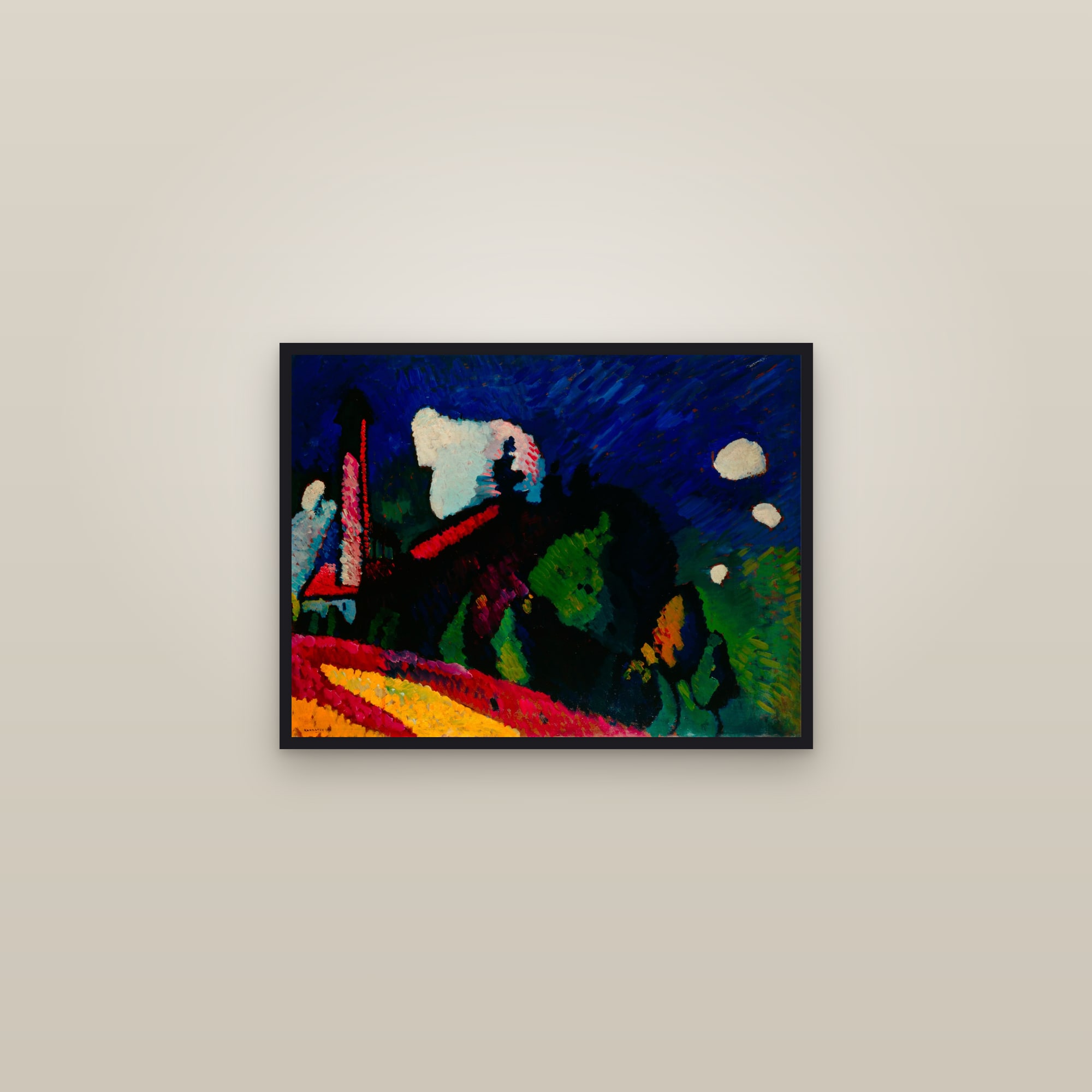 Murnau, Landscape with Tower (Full) — Full-Bleed Edition — framed in a gallery setting