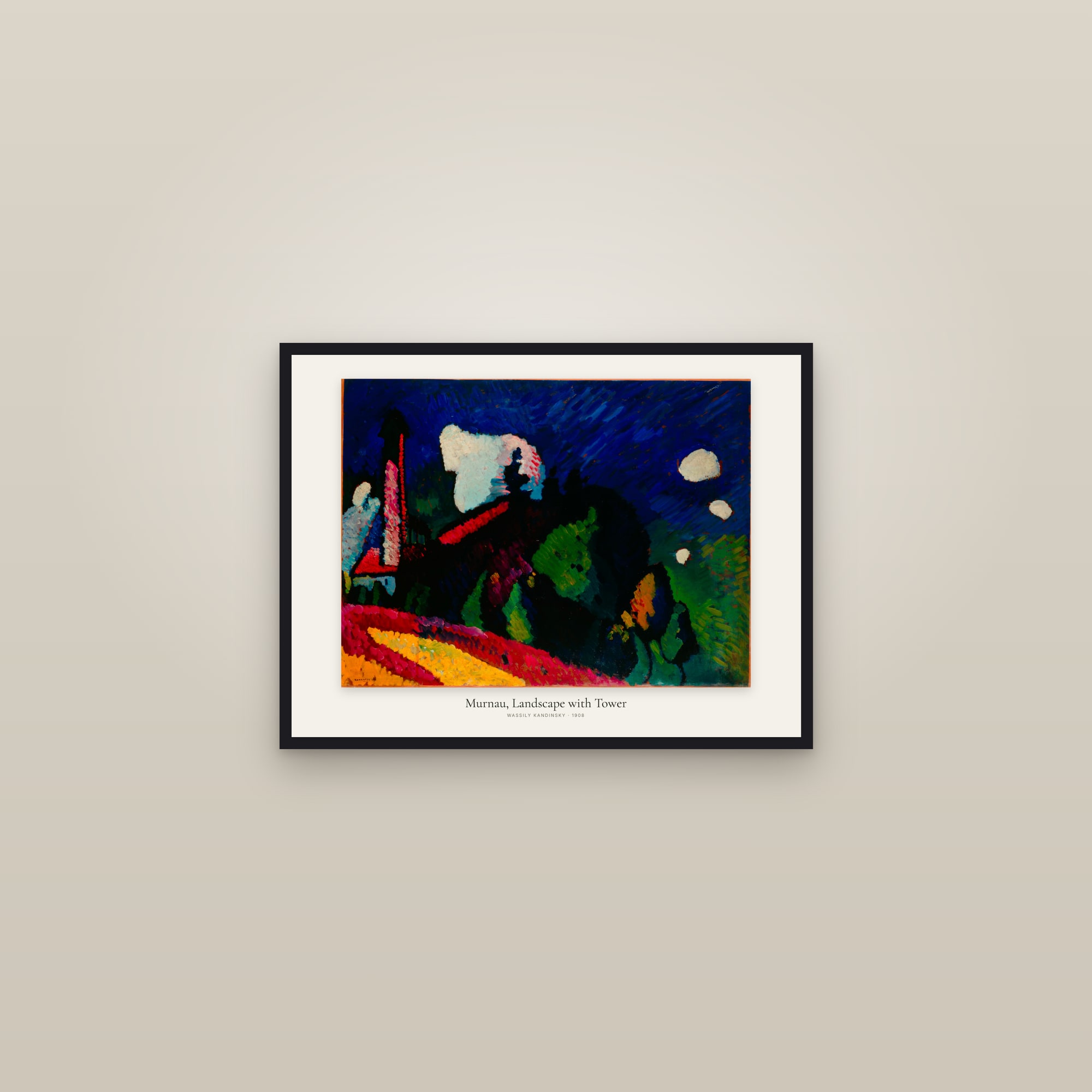 Murnau, Landscape with Tower — framed in a gallery setting