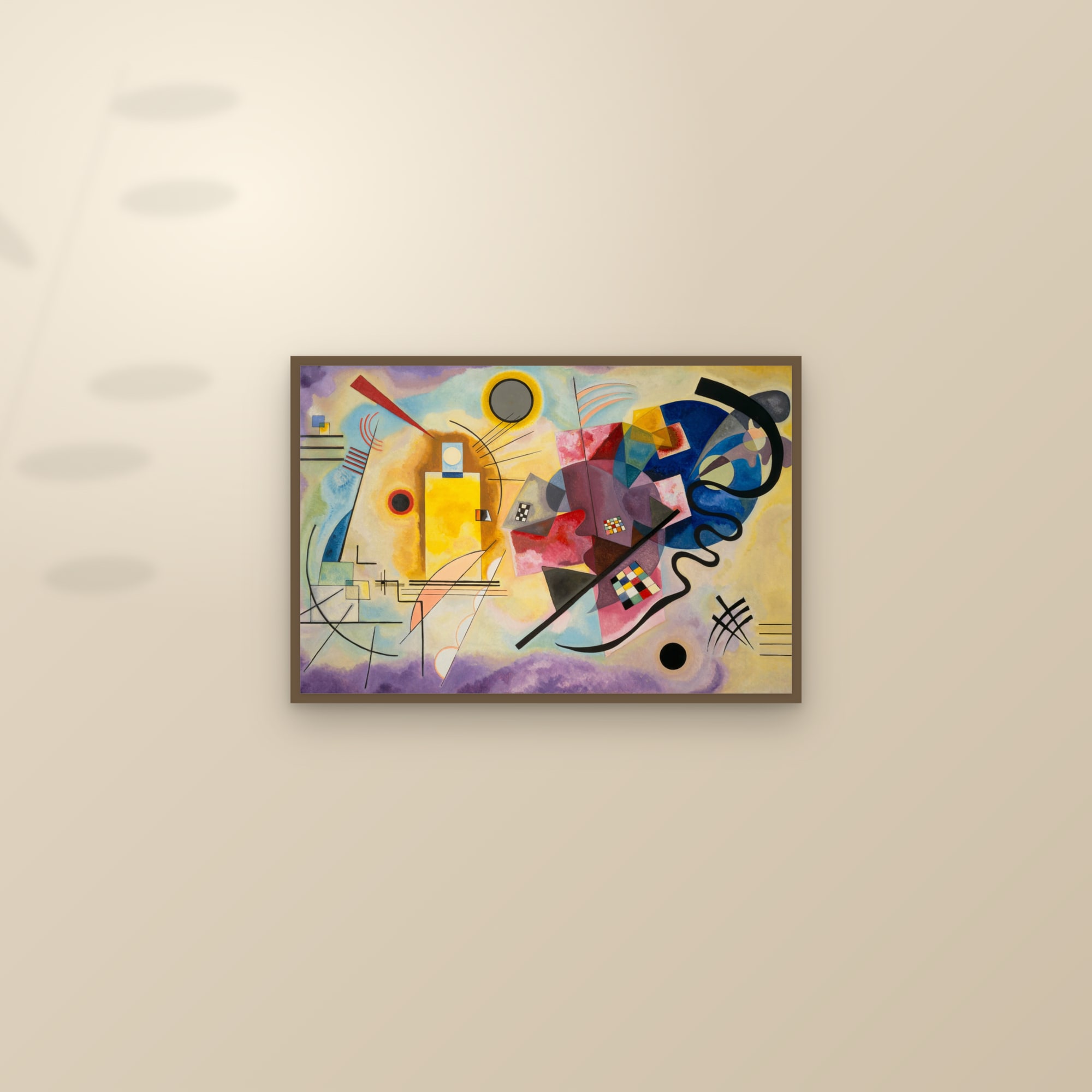 Yellow-Red-Blue (Full) — Full-Bleed Edition — framed and styled on a sunlit wall