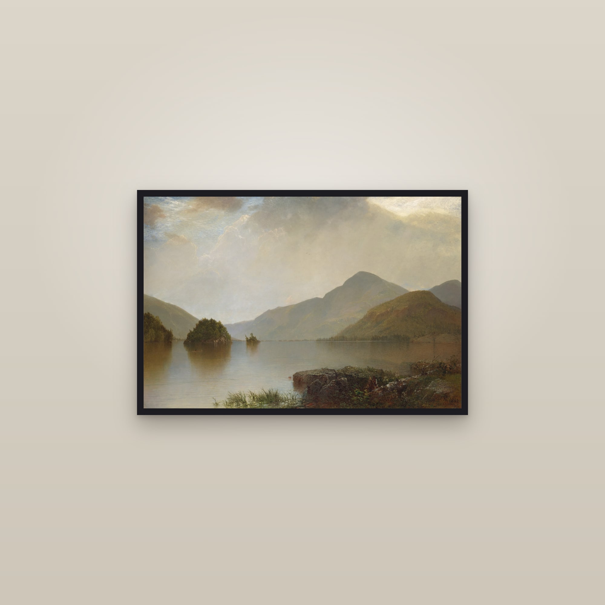 Lake George (Full) — Full-Bleed Edition — framed in a gallery setting