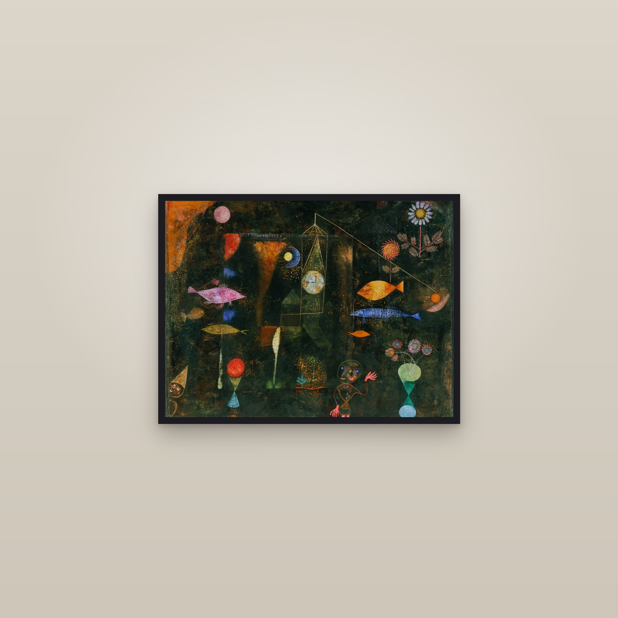 Fish Magic (Full) — Full-Bleed Edition — framed in a gallery setting