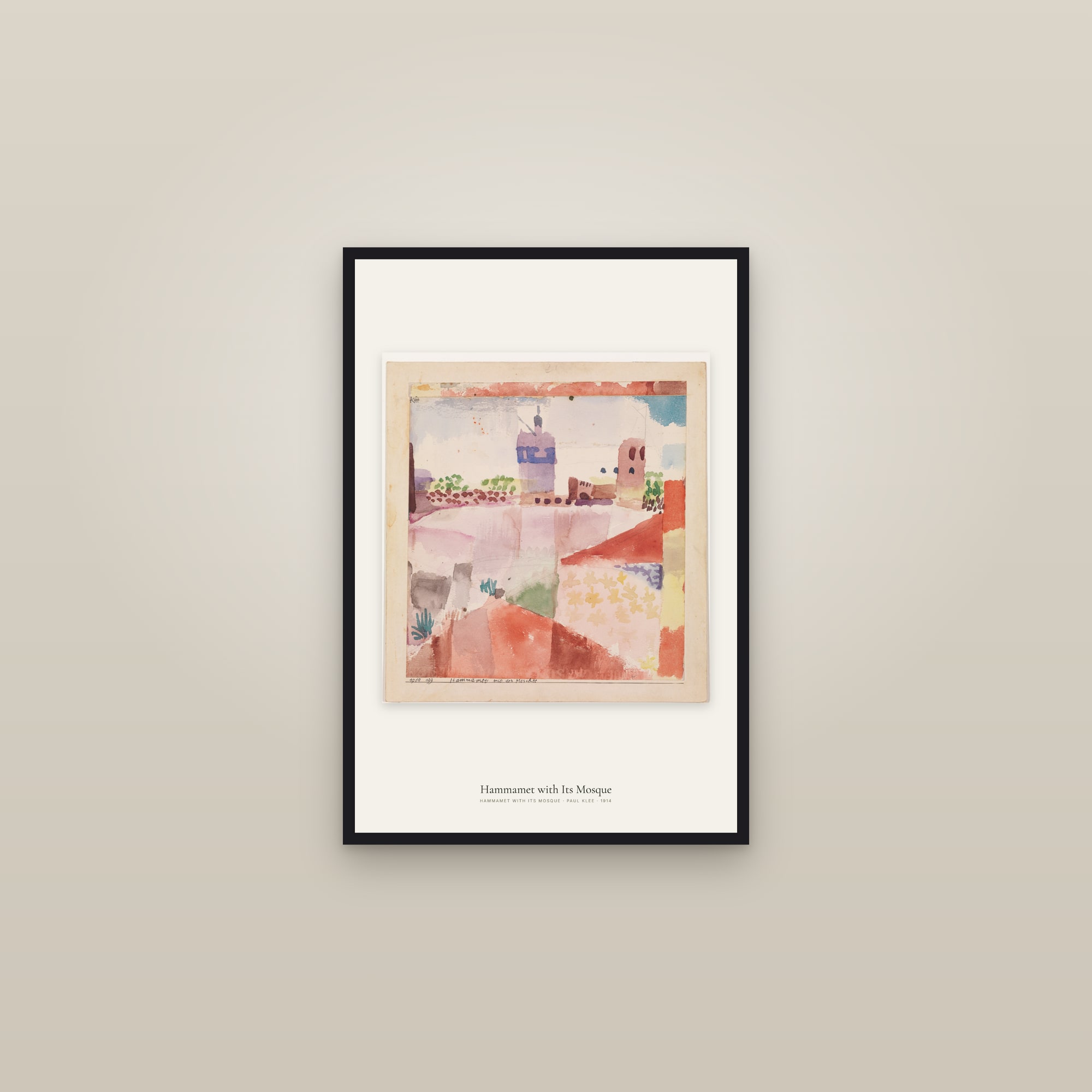 Hammamet with Its Mosque — framed in a gallery setting