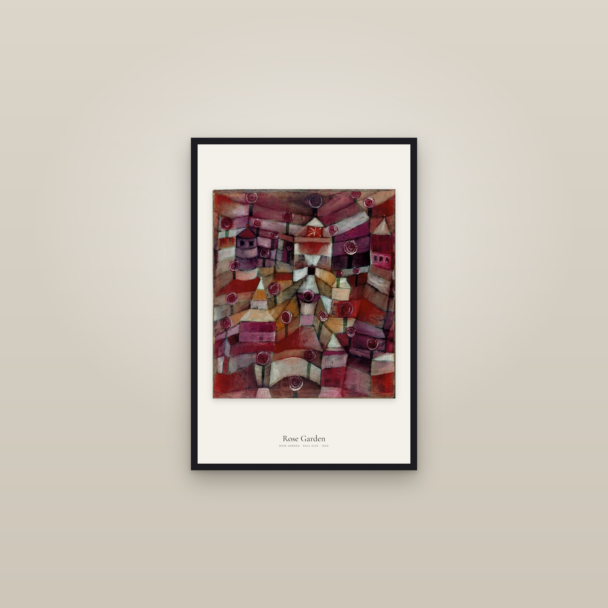 Rose Garden — framed in a gallery setting