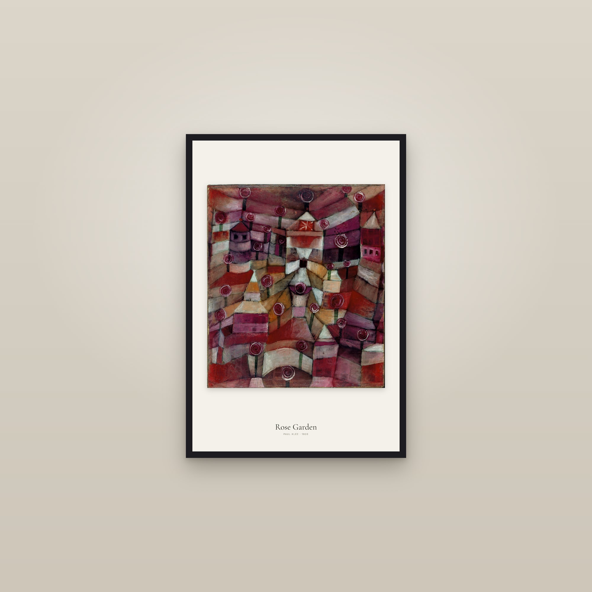 Rose Garden — framed in a gallery setting