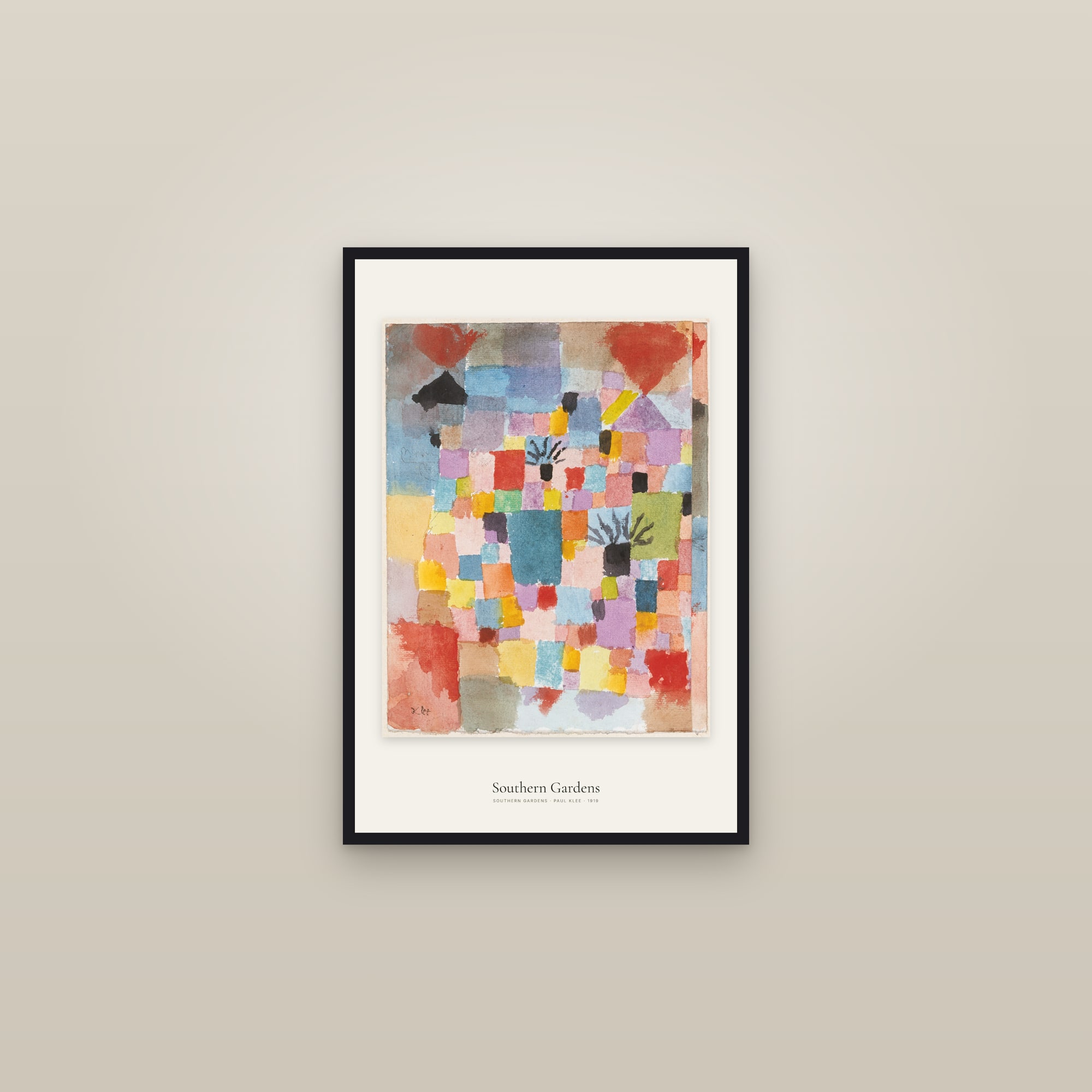 Southern Gardens — framed in a gallery setting