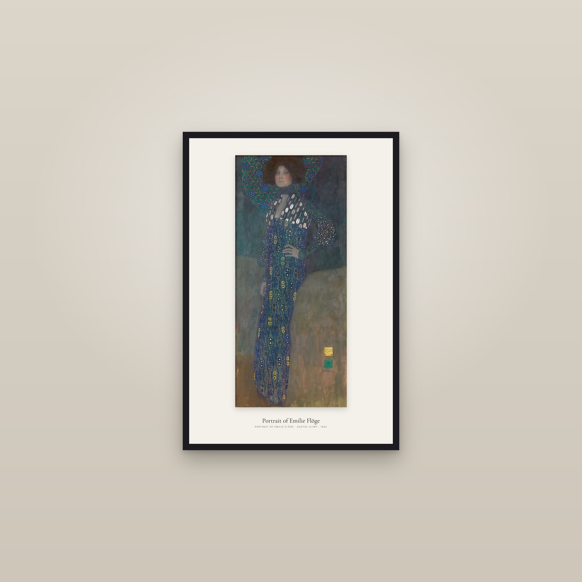 Portrait of Emilie Flöge — framed in a gallery setting